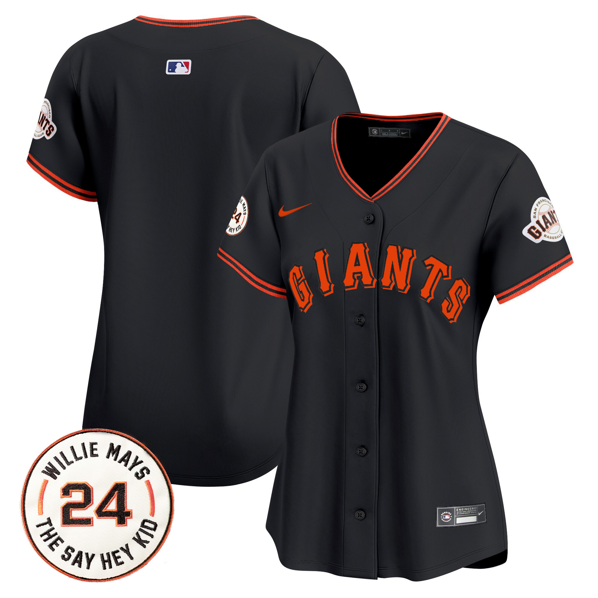 Women's San Francisco Giants 2024 Willie Mays Patch Vapor Premier Limited Jersey - All Stitched