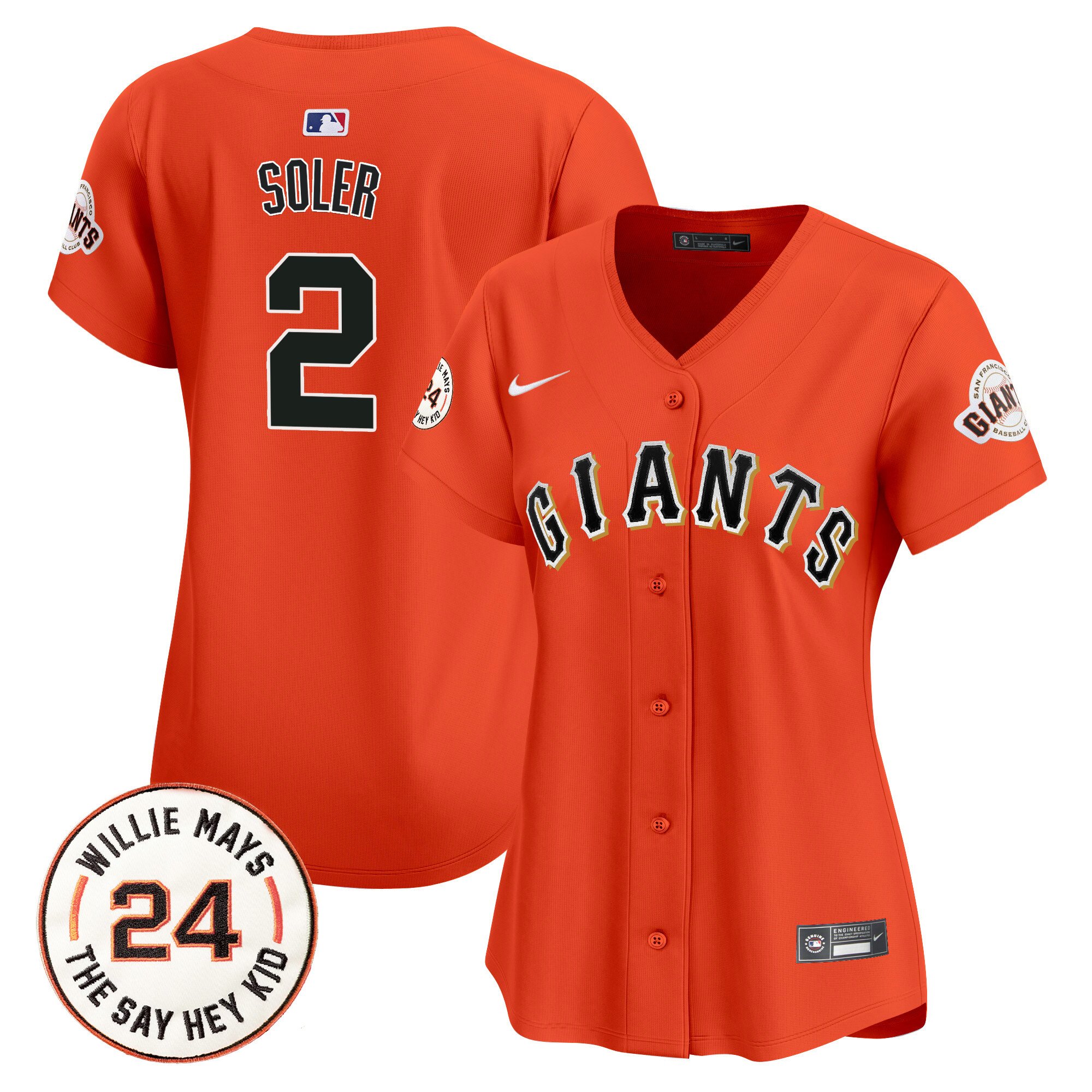 Women's San Francisco Giants 2024 Willie Mays Patch Vapor Premier Limited Jersey - All Stitched