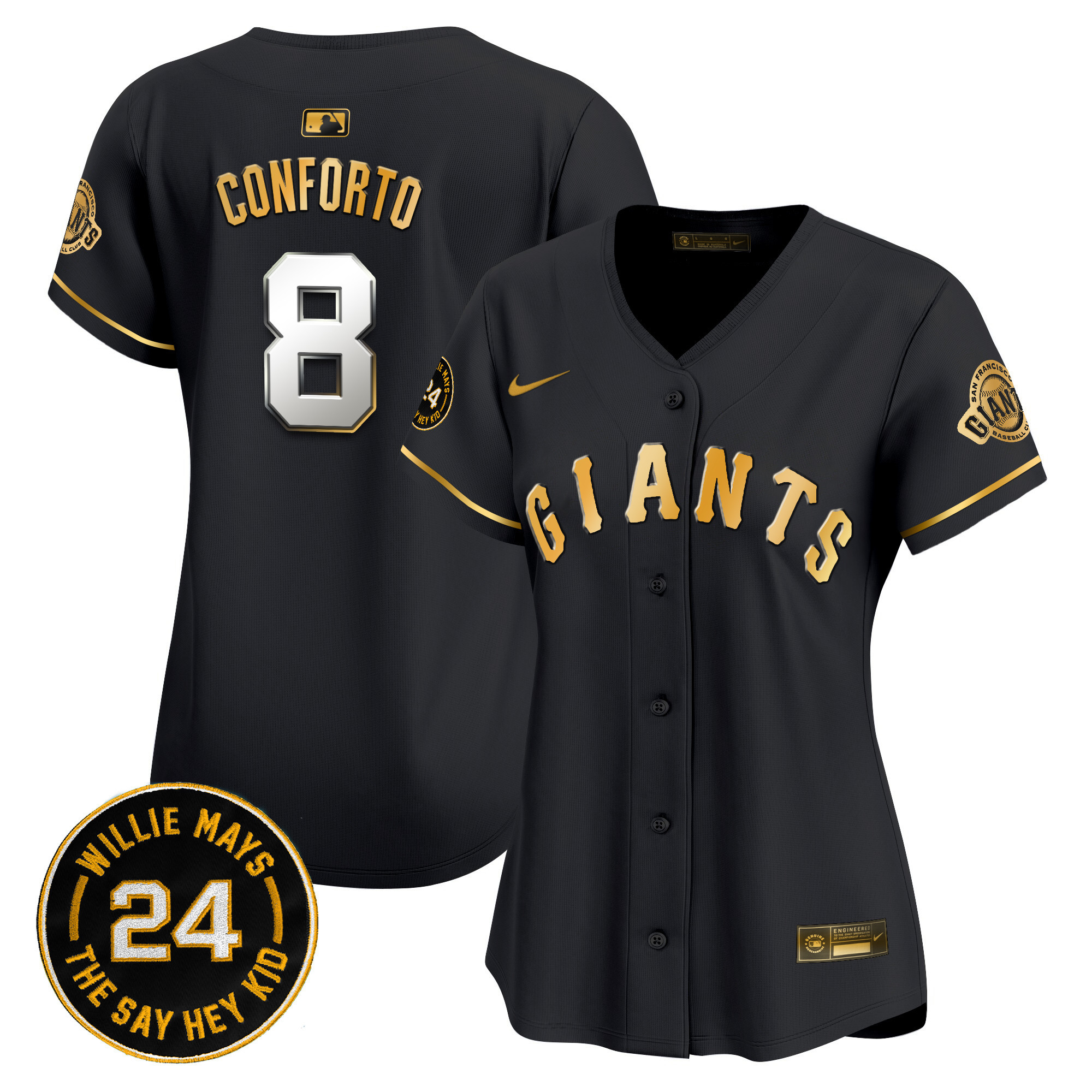 Women's San Francisco Giants 2024 Willie Mays Patch Vapor Premier Limited Jersey - All Stitched