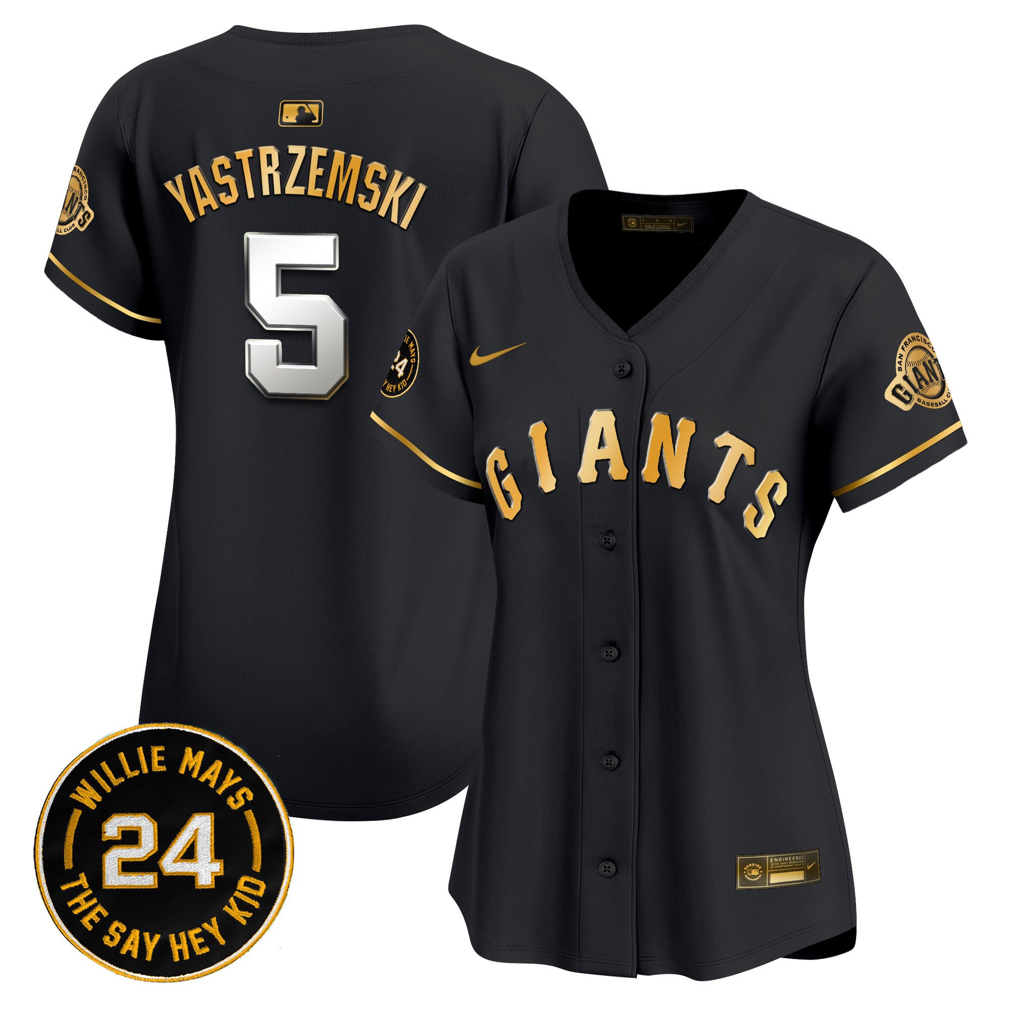 Women's San Francisco Giants 2024 Willie Mays Patch Vapor Premier Limited Jersey - All Stitched