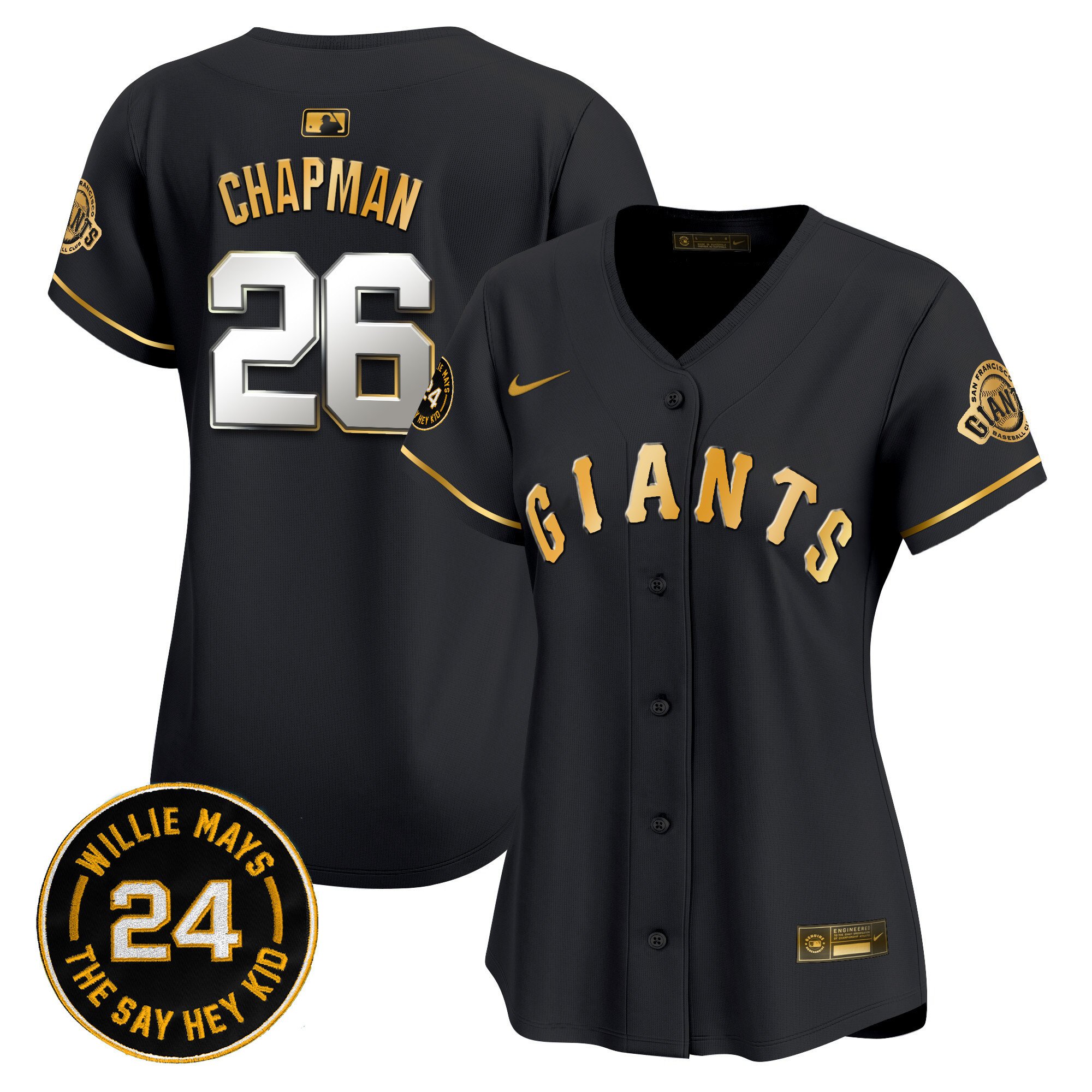 Women's San Francisco Giants 2024 Willie Mays Patch Vapor Premier Limited Jersey - All Stitched