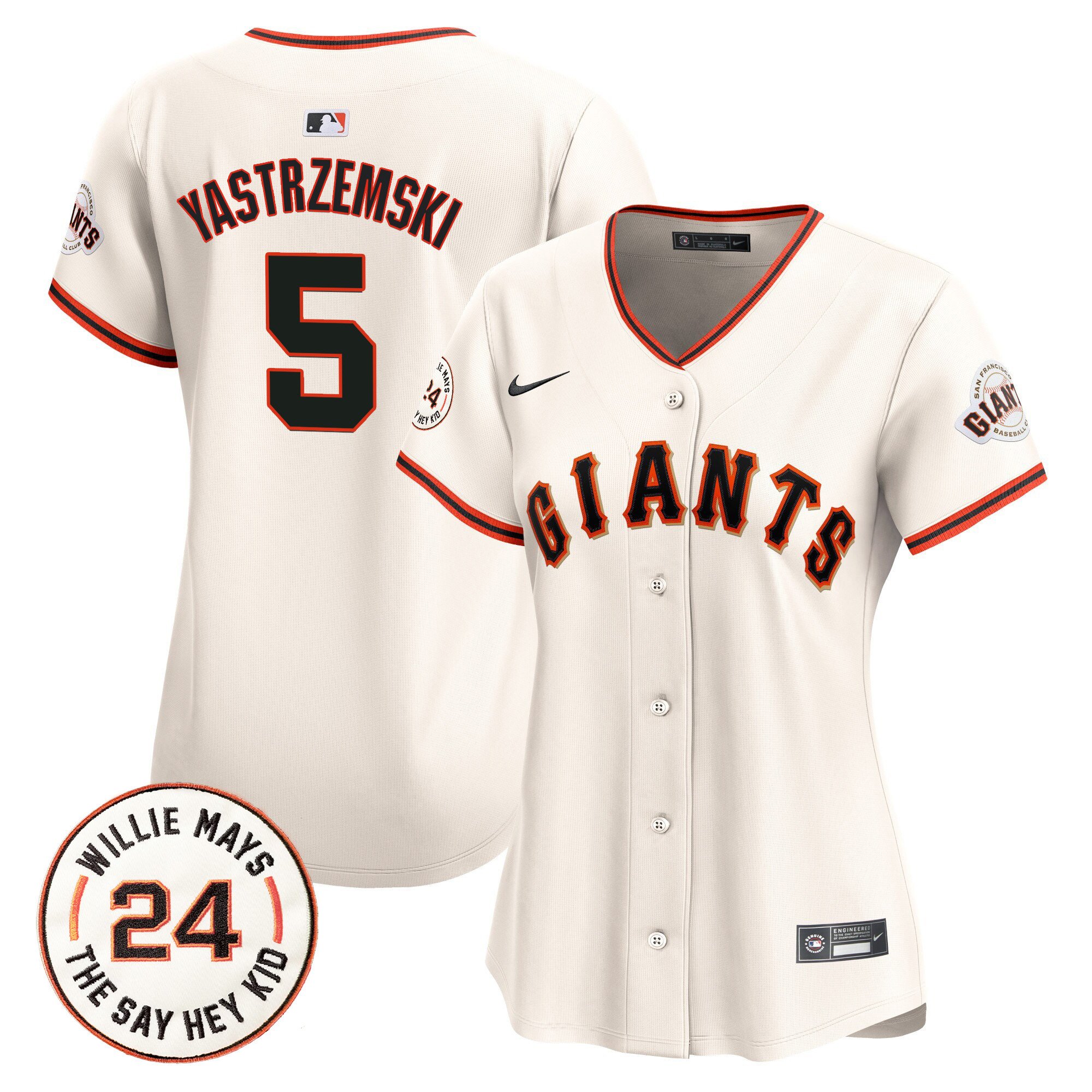 Women's San Francisco Giants 2024 Willie Mays Patch Vapor Premier Limited Jersey - All Stitched