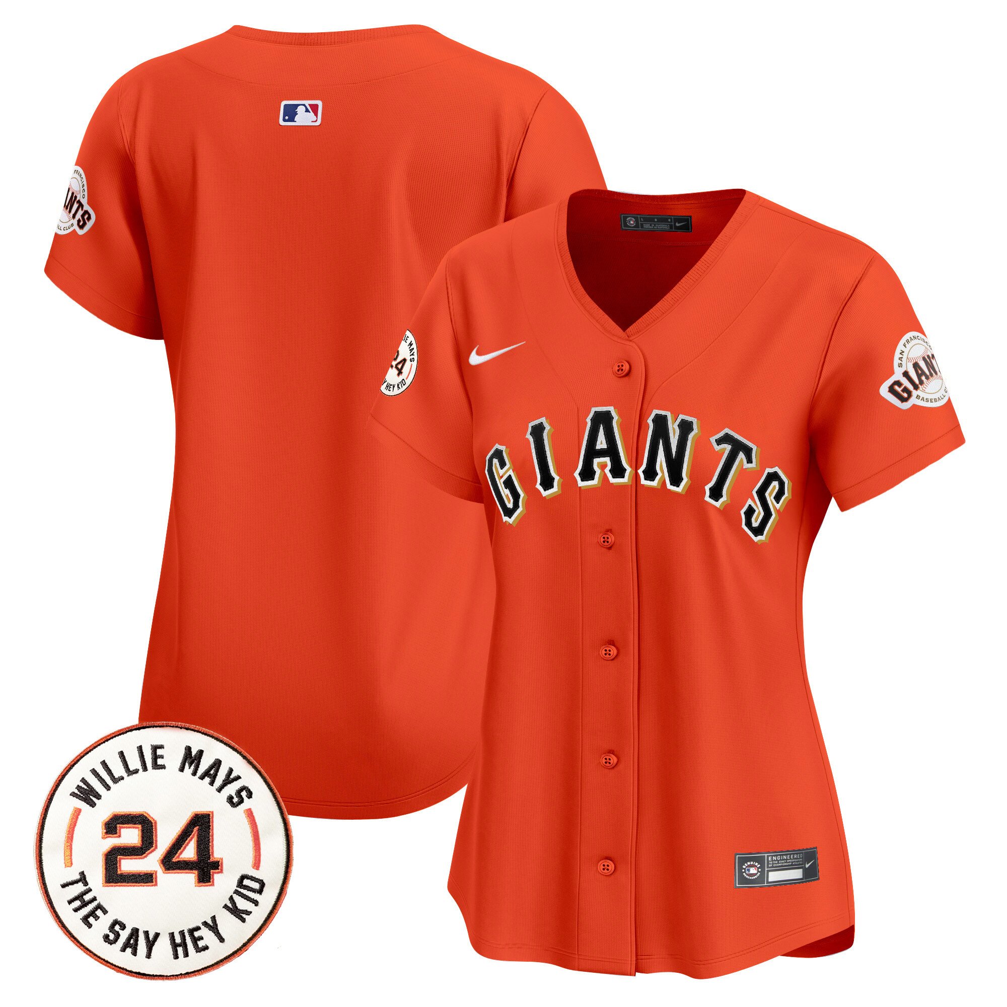 Women's San Francisco Giants 2024 Willie Mays Patch Vapor Premier Limited Jersey - All Stitched