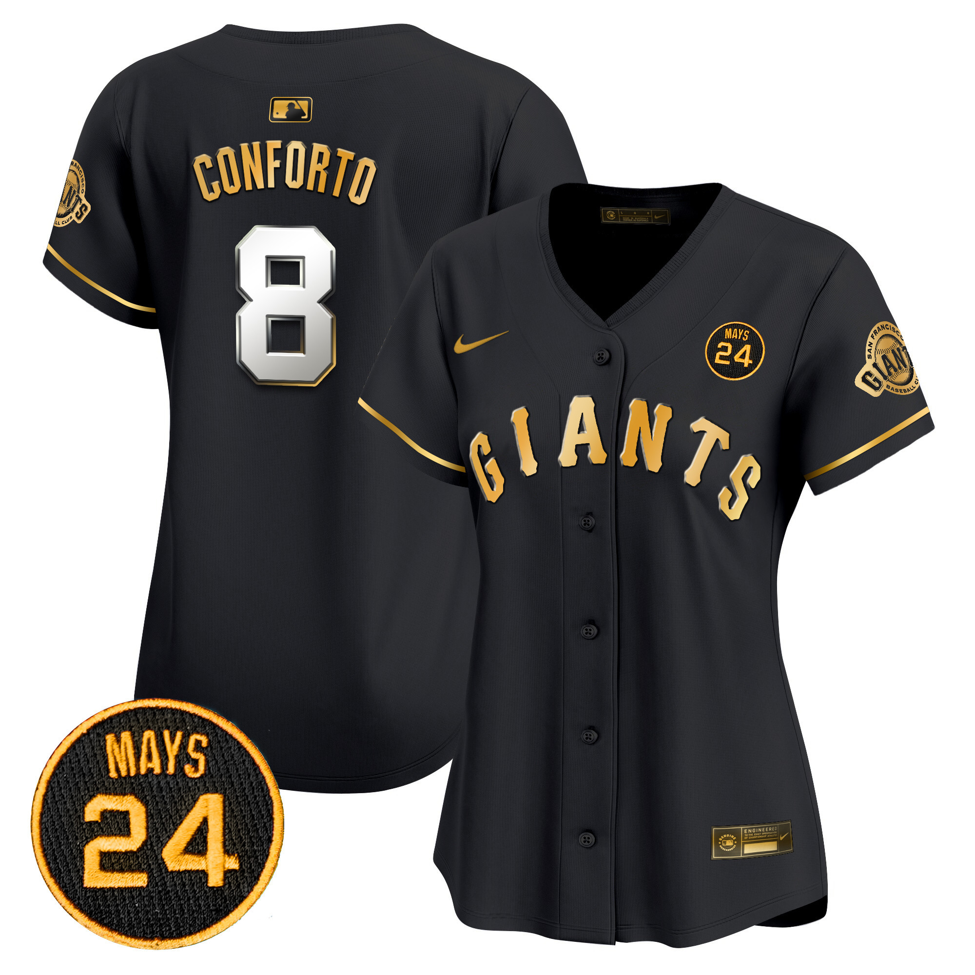 Women's San Francisco Giants 2024 Willie Mays Patch Vapor Premier Limited Jersey V3 - All Stitched