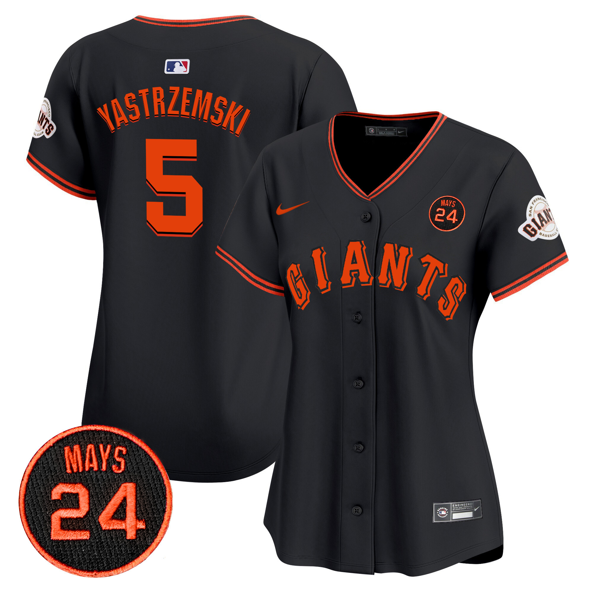 Women's San Francisco Giants 2024 Willie Mays Patch Vapor Premier Limited Jersey V3 - All Stitched