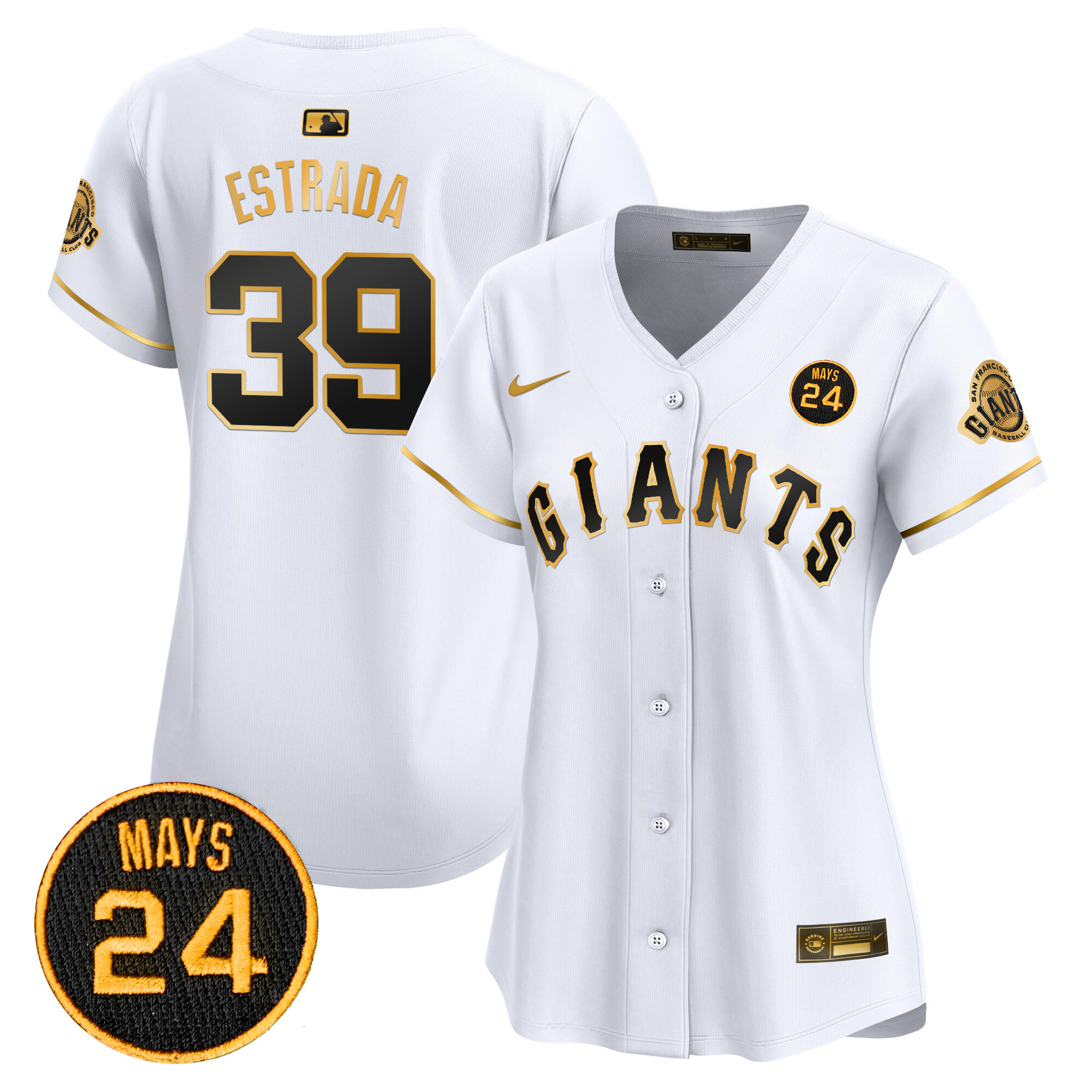 Women's San Francisco Giants 2024 Willie Mays Patch Vapor Premier Limited Jersey V3 - All Stitched