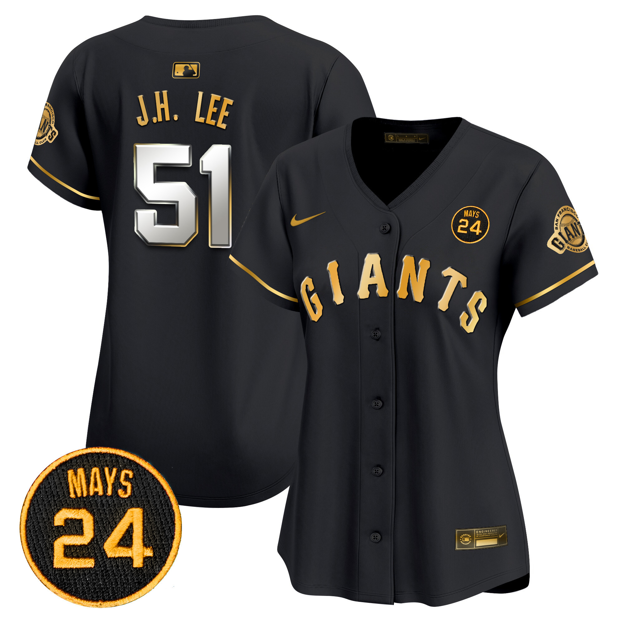 Women's San Francisco Giants 2024 Willie Mays Patch Vapor Premier Limited Jersey V3 - All Stitched