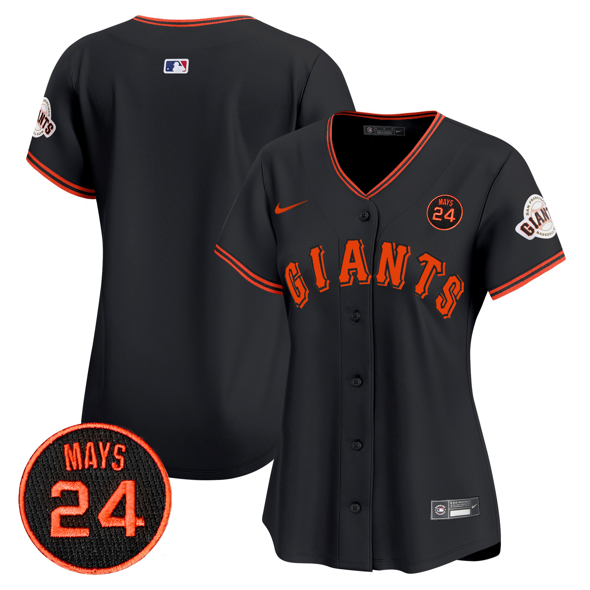 Women's San Francisco Giants 2024 Willie Mays Patch Vapor Premier Limited Jersey V3 - All Stitched