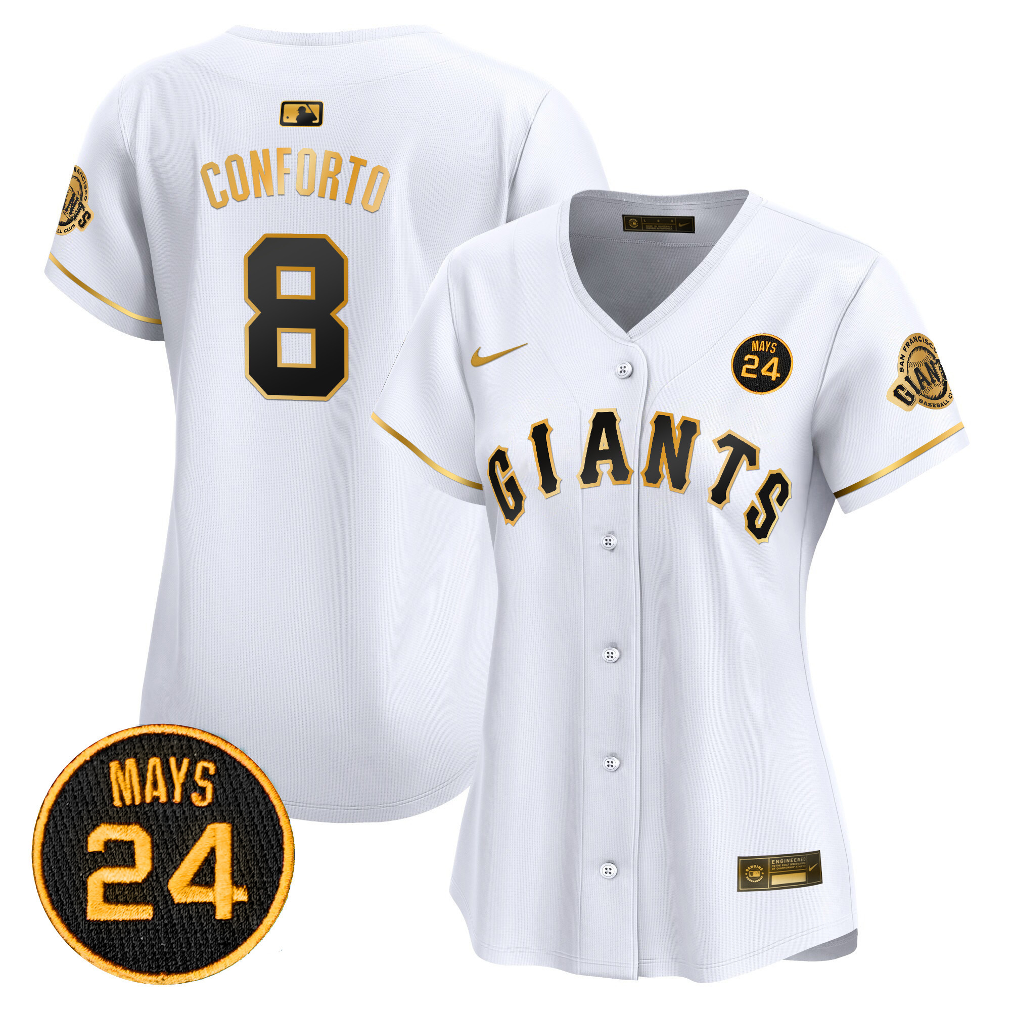 Women's San Francisco Giants 2024 Willie Mays Patch Vapor Premier Limited Jersey V3 - All Stitched