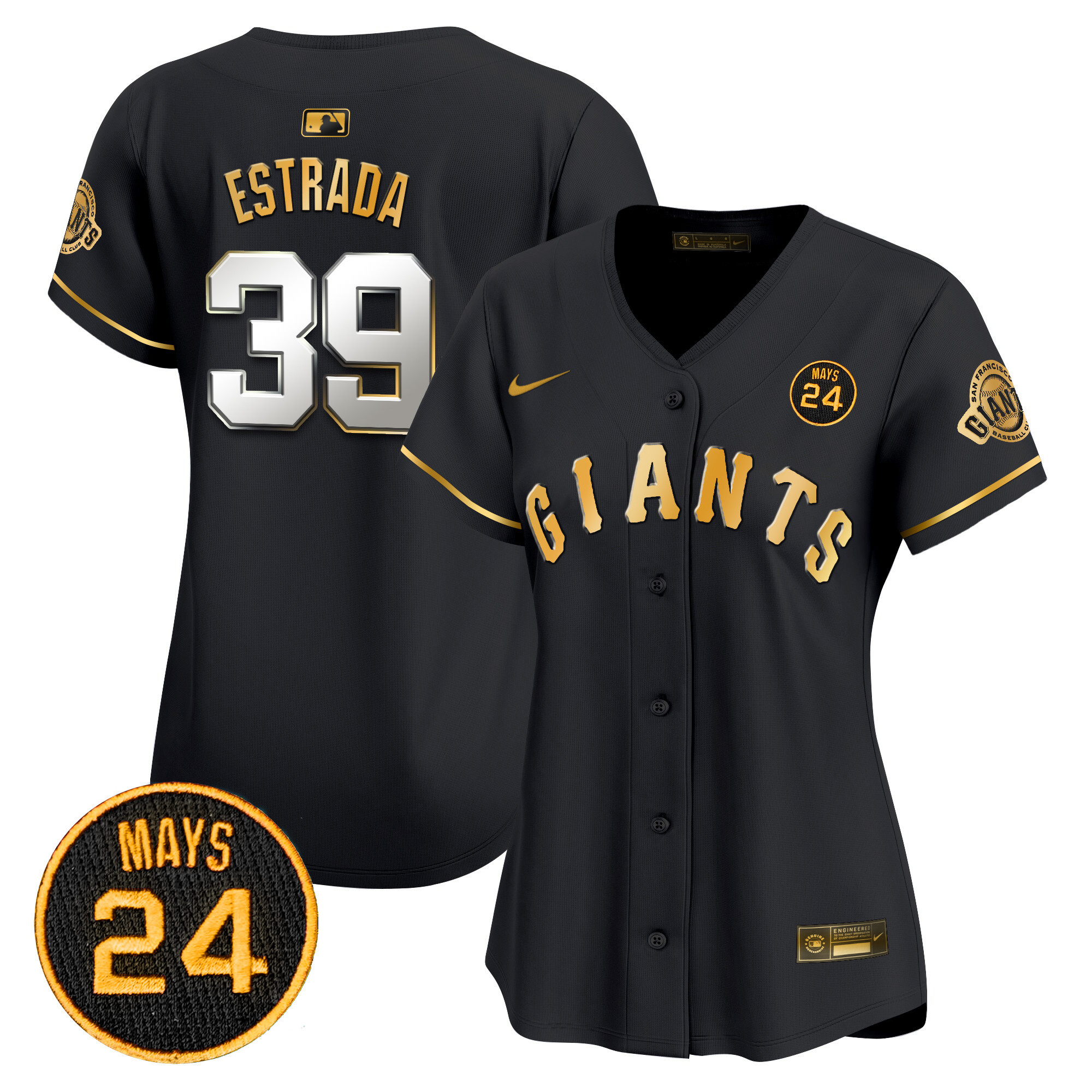 Women's San Francisco Giants 2024 Willie Mays Patch Vapor Premier Limited Jersey V3 - All Stitched