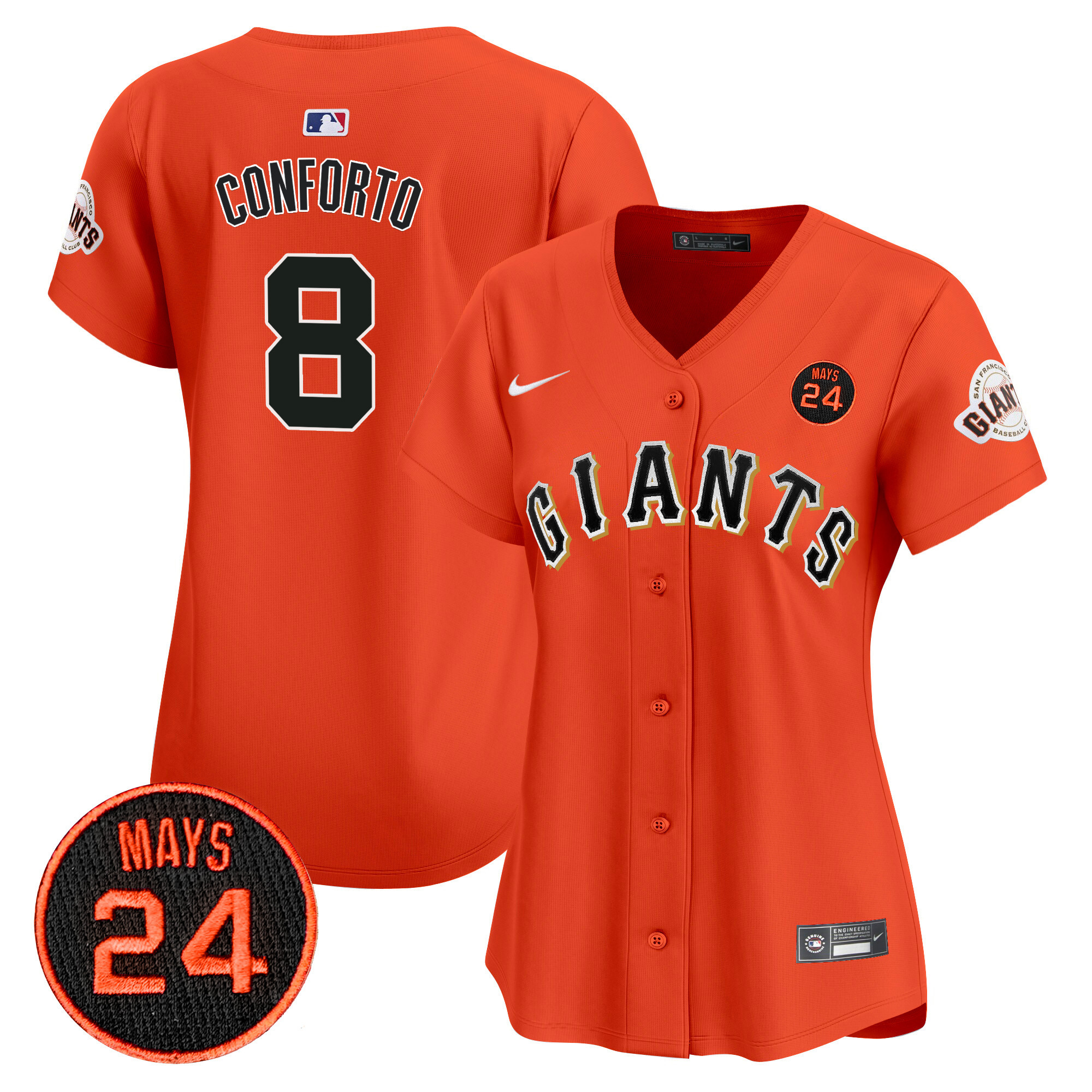 Women's San Francisco Giants 2024 Willie Mays Patch Vapor Premier Limited Jersey V3 - All Stitched