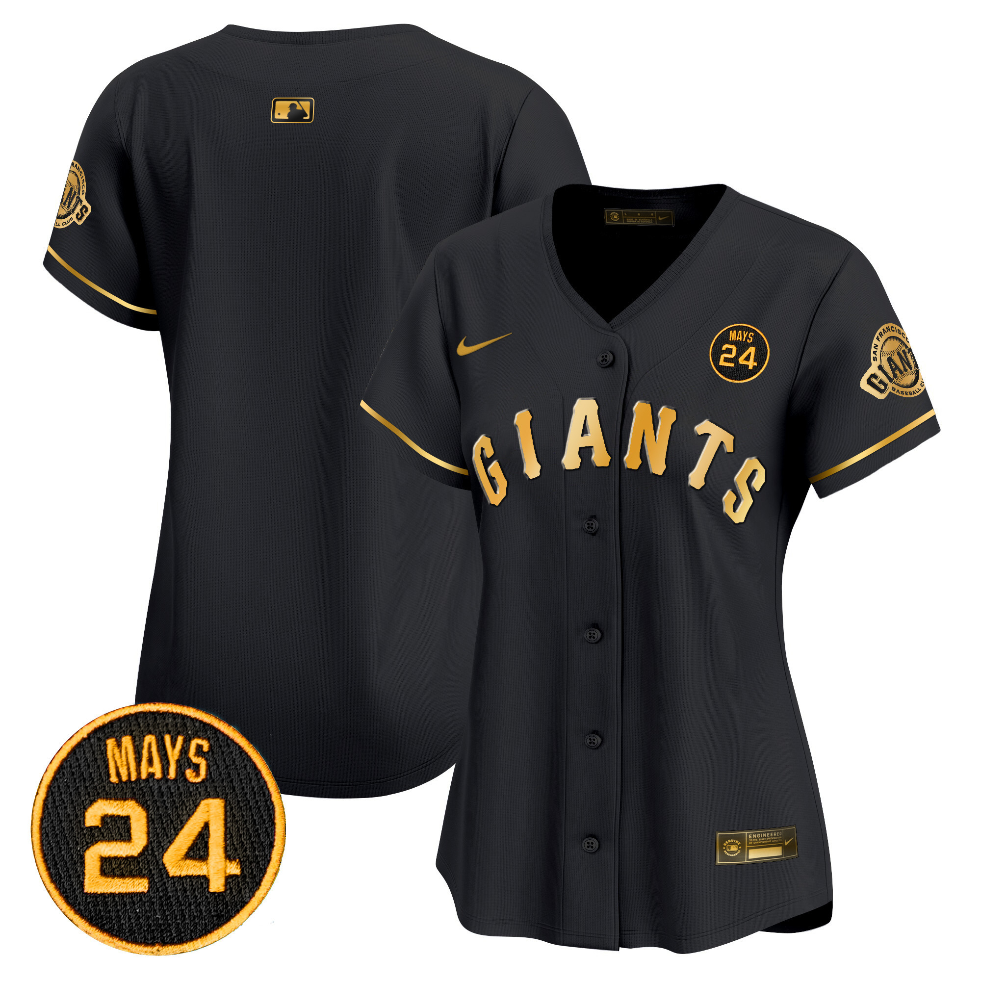 Women's San Francisco Giants 2024 Willie Mays Patch Vapor Premier Limited Jersey V3 - All Stitched