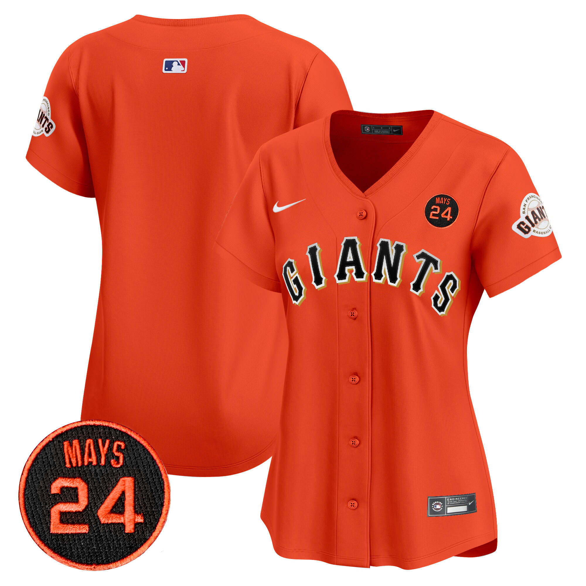 Women's San Francisco Giants 2024 Willie Mays Patch Vapor Premier Limited Jersey V3 - All Stitched