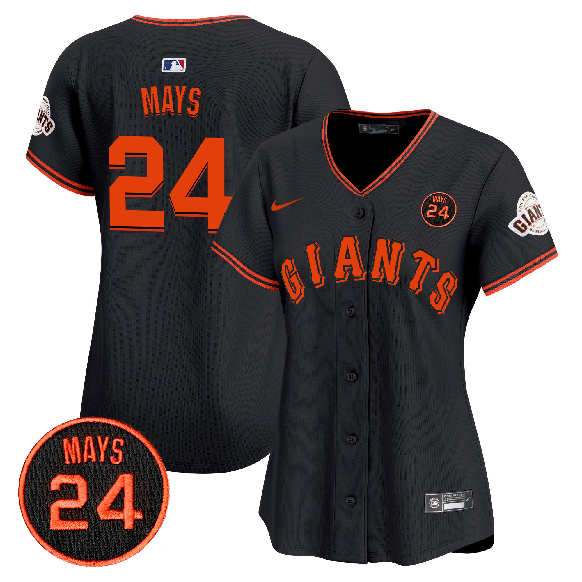 Women's San Francisco Giants 2024 Willie Mays Patch Vapor Premier Limited Jersey V3 - All Stitched