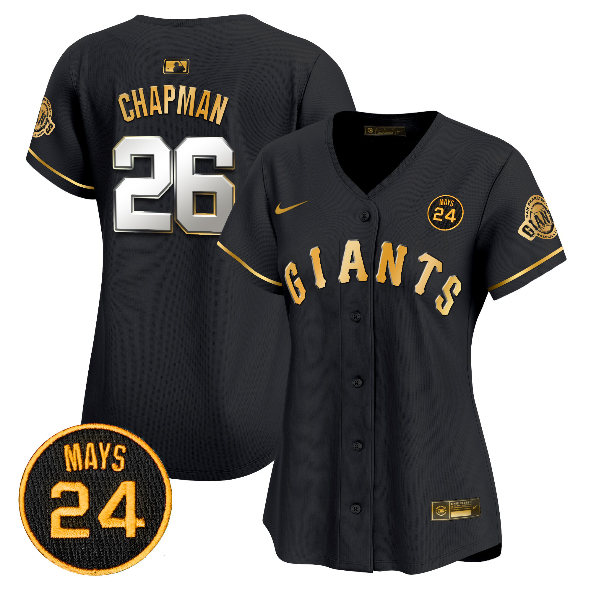 Women's San Francisco Giants 2024 Willie Mays Patch Vapor Premier Limited Jersey V3 - All Stitched