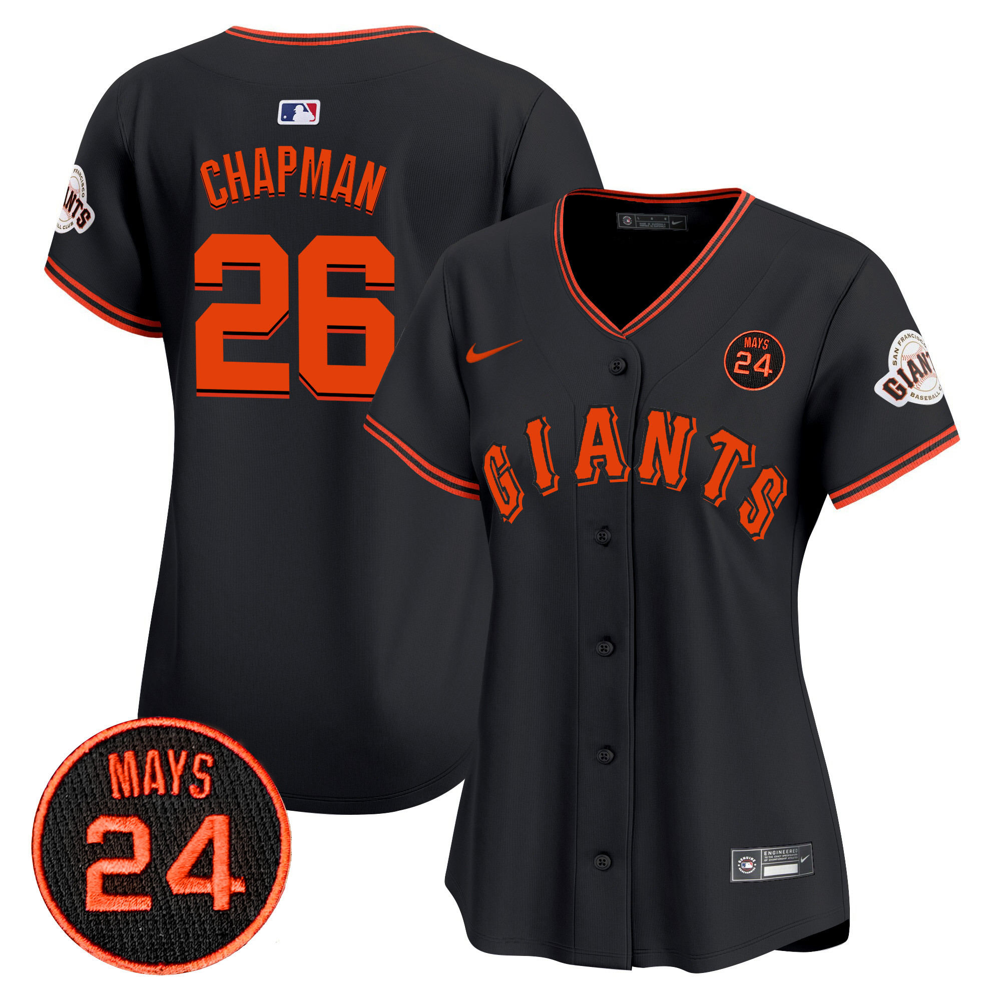 Women's San Francisco Giants 2024 Willie Mays Patch Vapor Premier Limited Jersey V3 - All Stitched