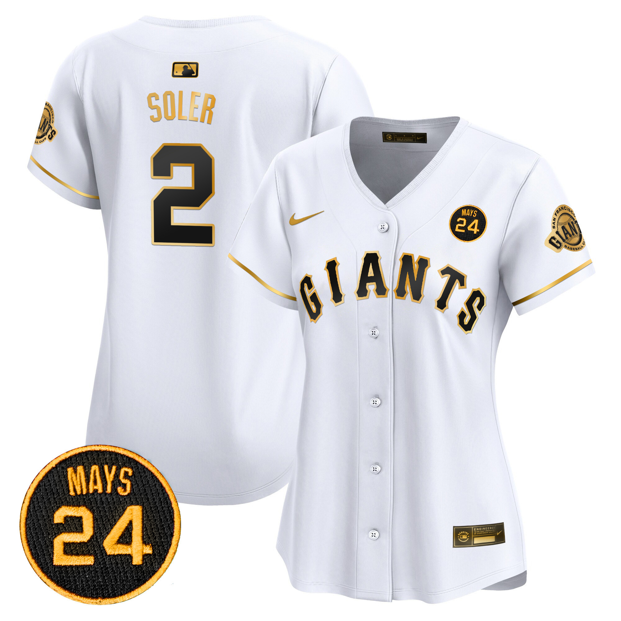 Women's San Francisco Giants 2024 Willie Mays Patch Vapor Premier Limited Jersey V3 - All Stitched