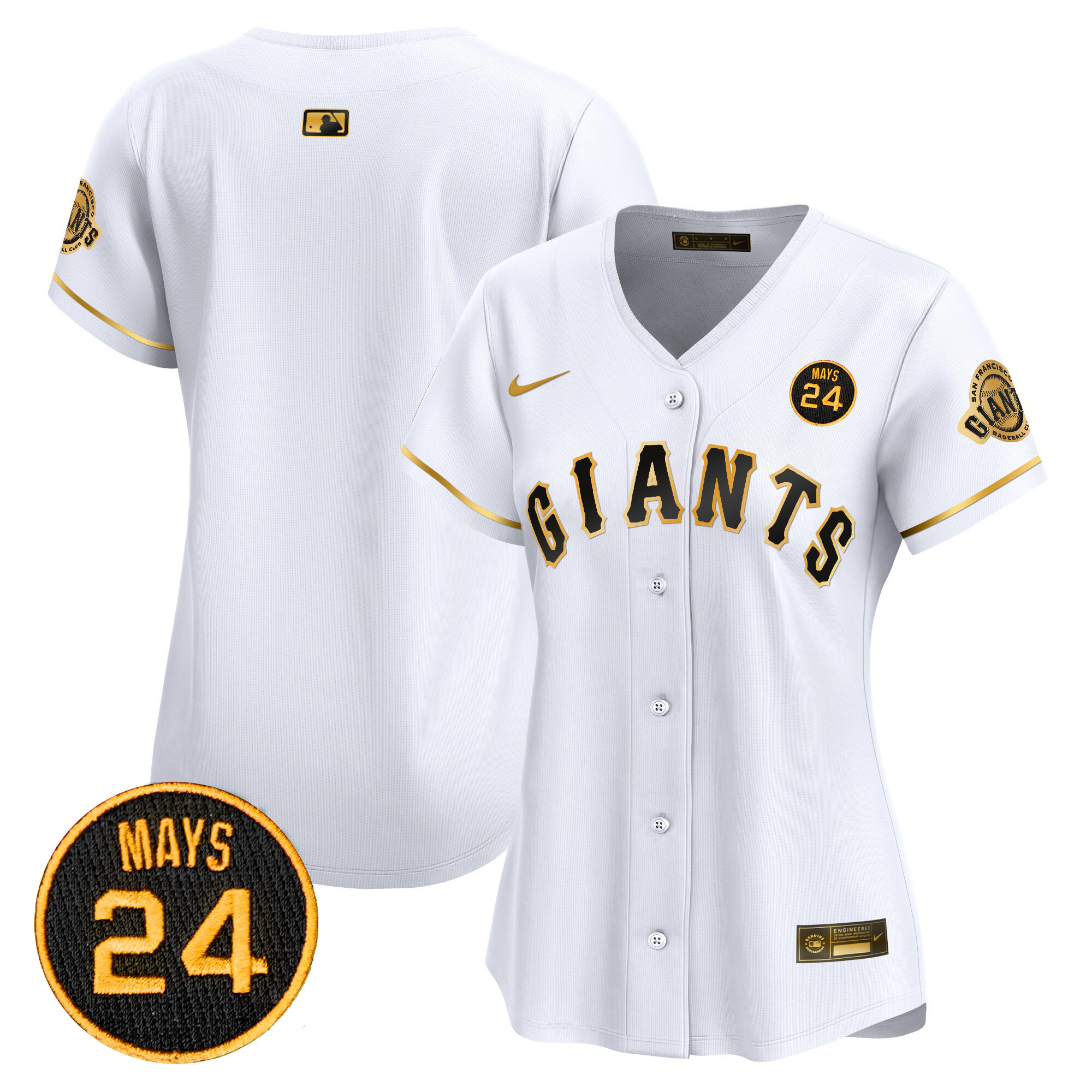Women's San Francisco Giants 2024 Willie Mays Patch Vapor Premier Limited Jersey V3 - All Stitched