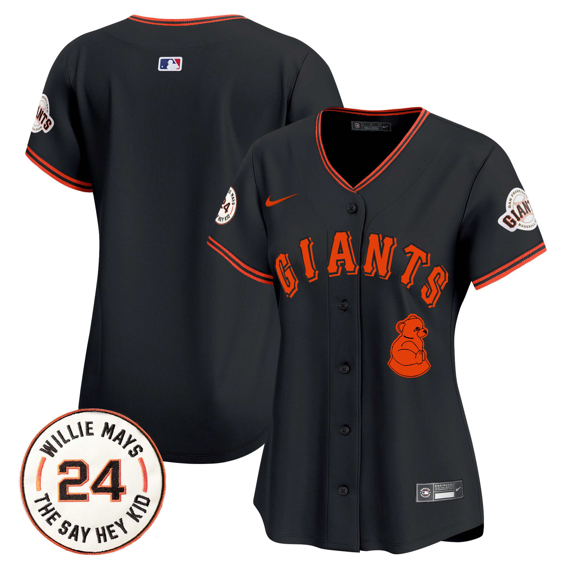 Women's San Francisco Giants 2024 Willie Mays Patch Vapor Premier Limited Jersey V4 - All Stitched