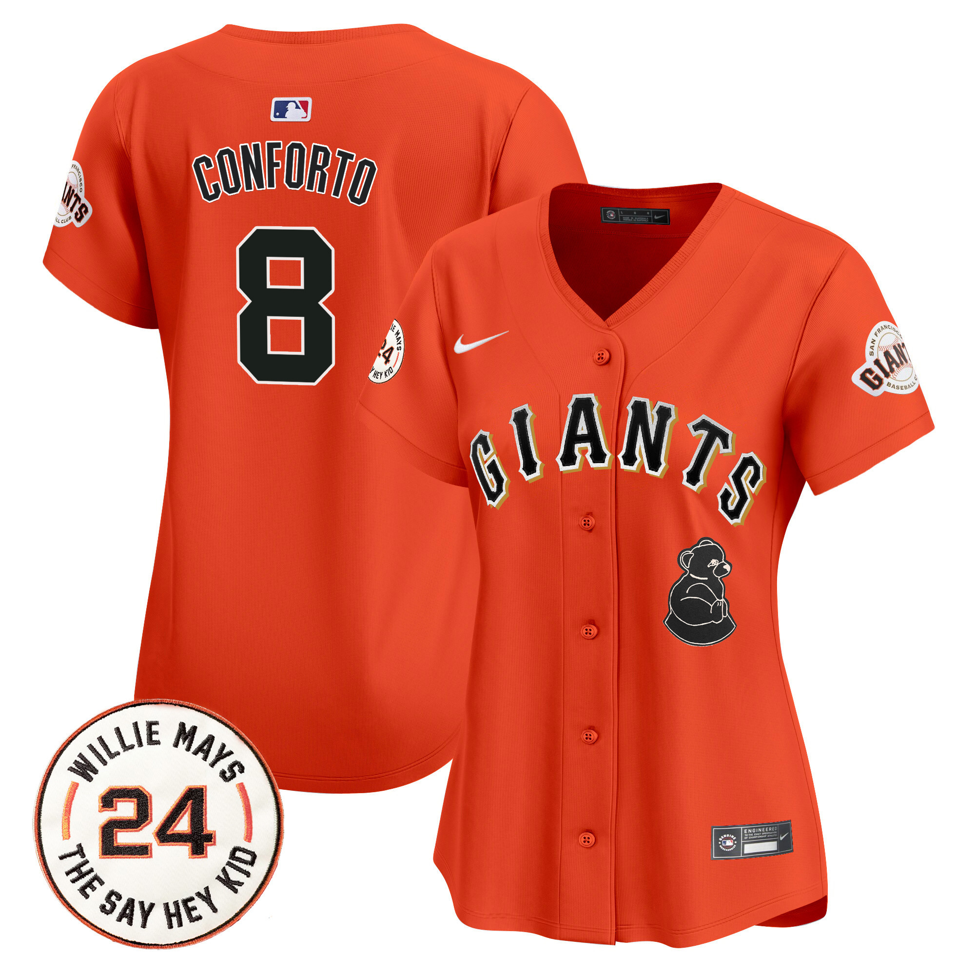 Women's San Francisco Giants 2024 Willie Mays Patch Vapor Premier Limited Jersey V4 - All Stitched