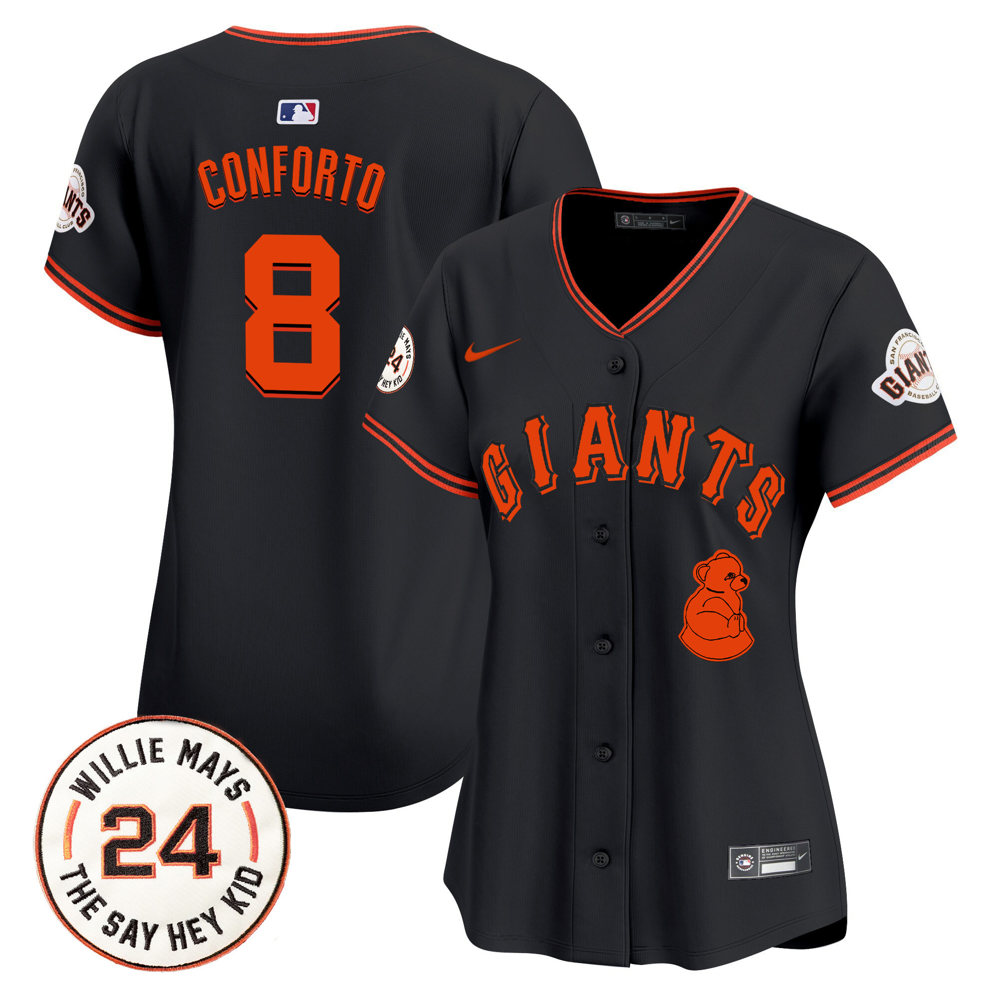 Women's San Francisco Giants 2024 Willie Mays Patch Vapor Premier Limited Jersey V4 - All Stitched