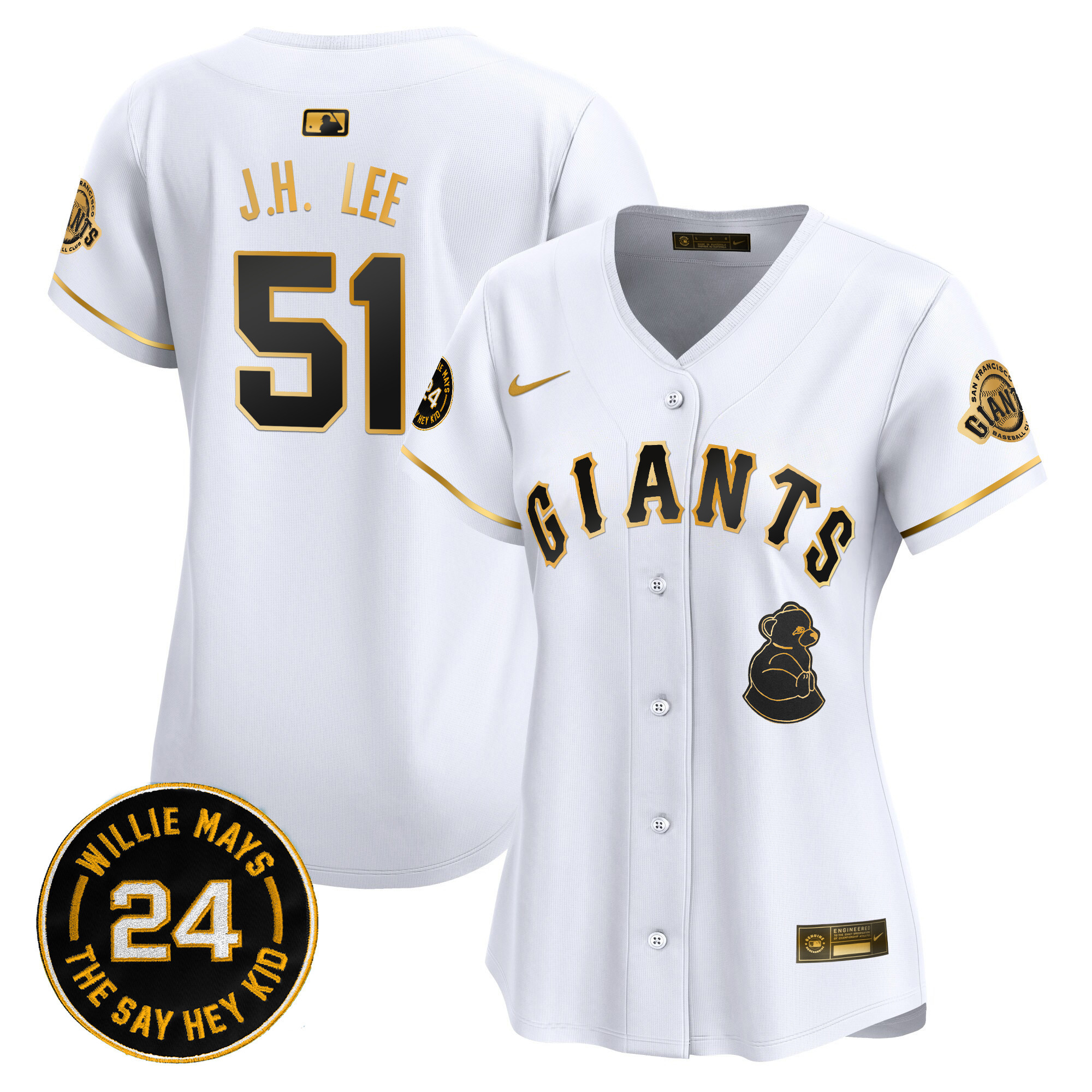 Women's San Francisco Giants 2024 Willie Mays Patch Vapor Premier Limited Jersey V4 - All Stitched