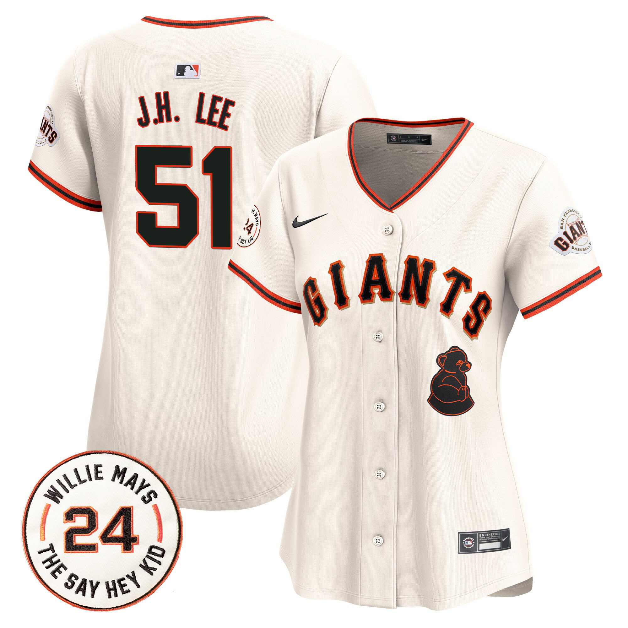 Women's San Francisco Giants 2024 Willie Mays Patch Vapor Premier Limited Jersey V4 - All Stitched