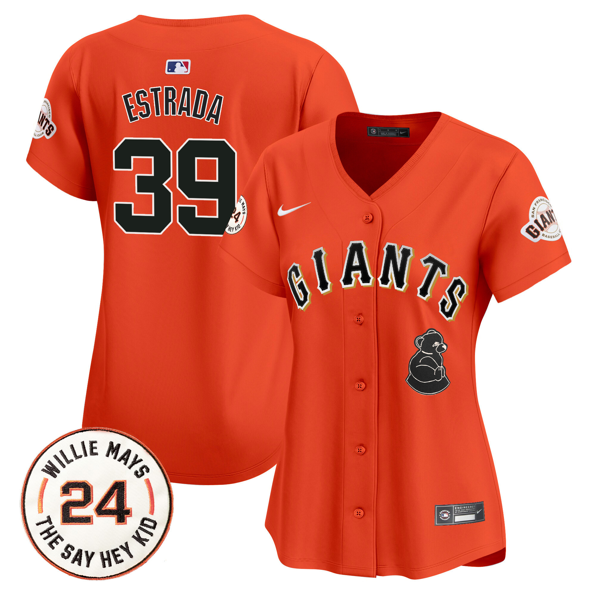 Women's San Francisco Giants 2024 Willie Mays Patch Vapor Premier Limited Jersey V4 - All Stitched