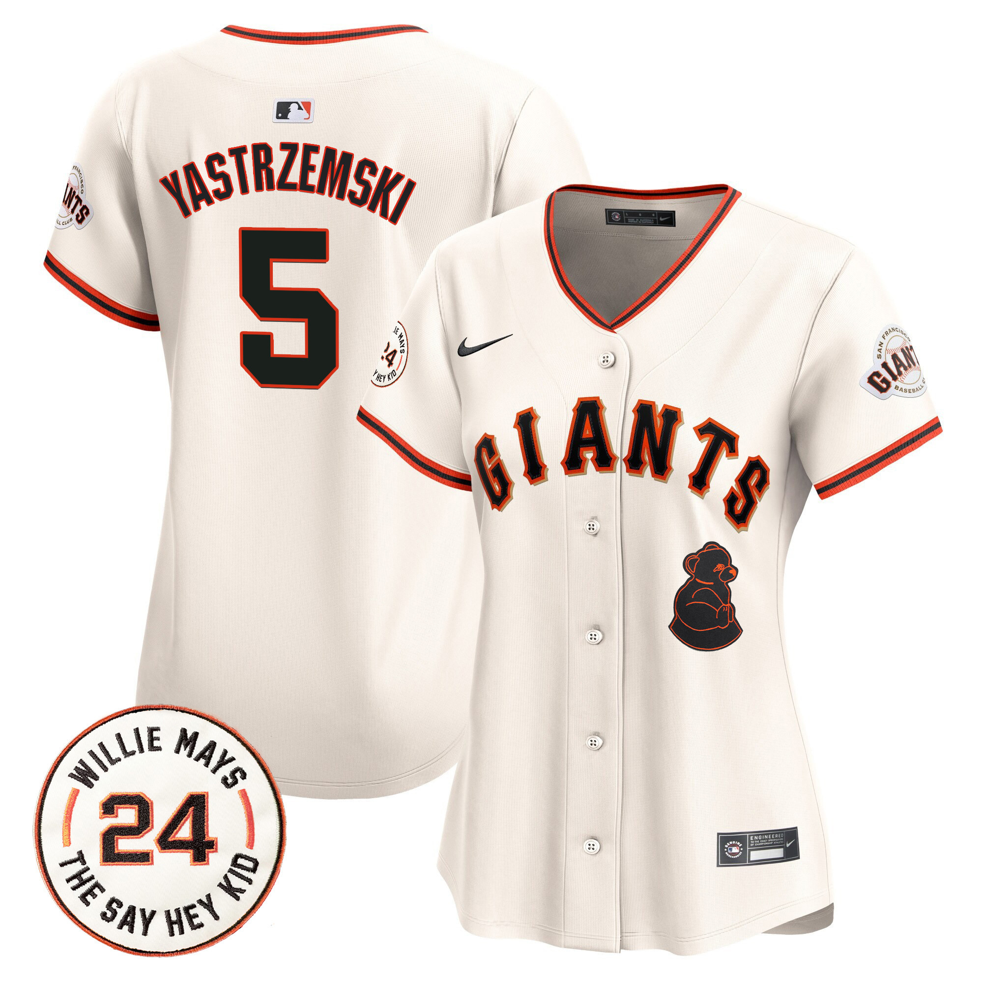 Women's San Francisco Giants 2024 Willie Mays Patch Vapor Premier Limited Jersey V4 - All Stitched