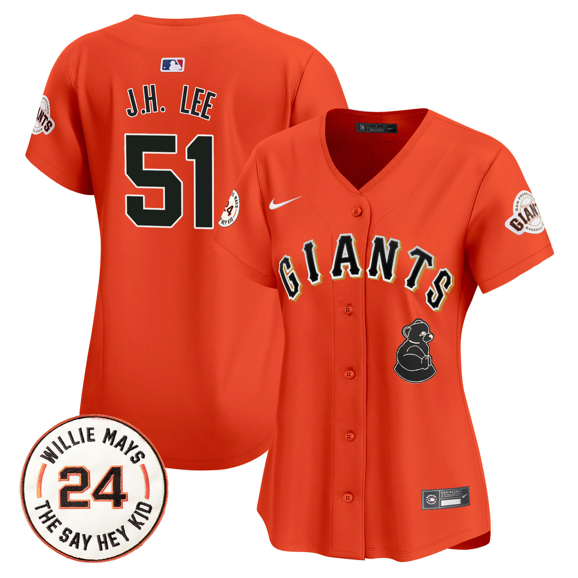 Women's San Francisco Giants 2024 Willie Mays Patch Vapor Premier Limited Jersey V4 - All Stitched