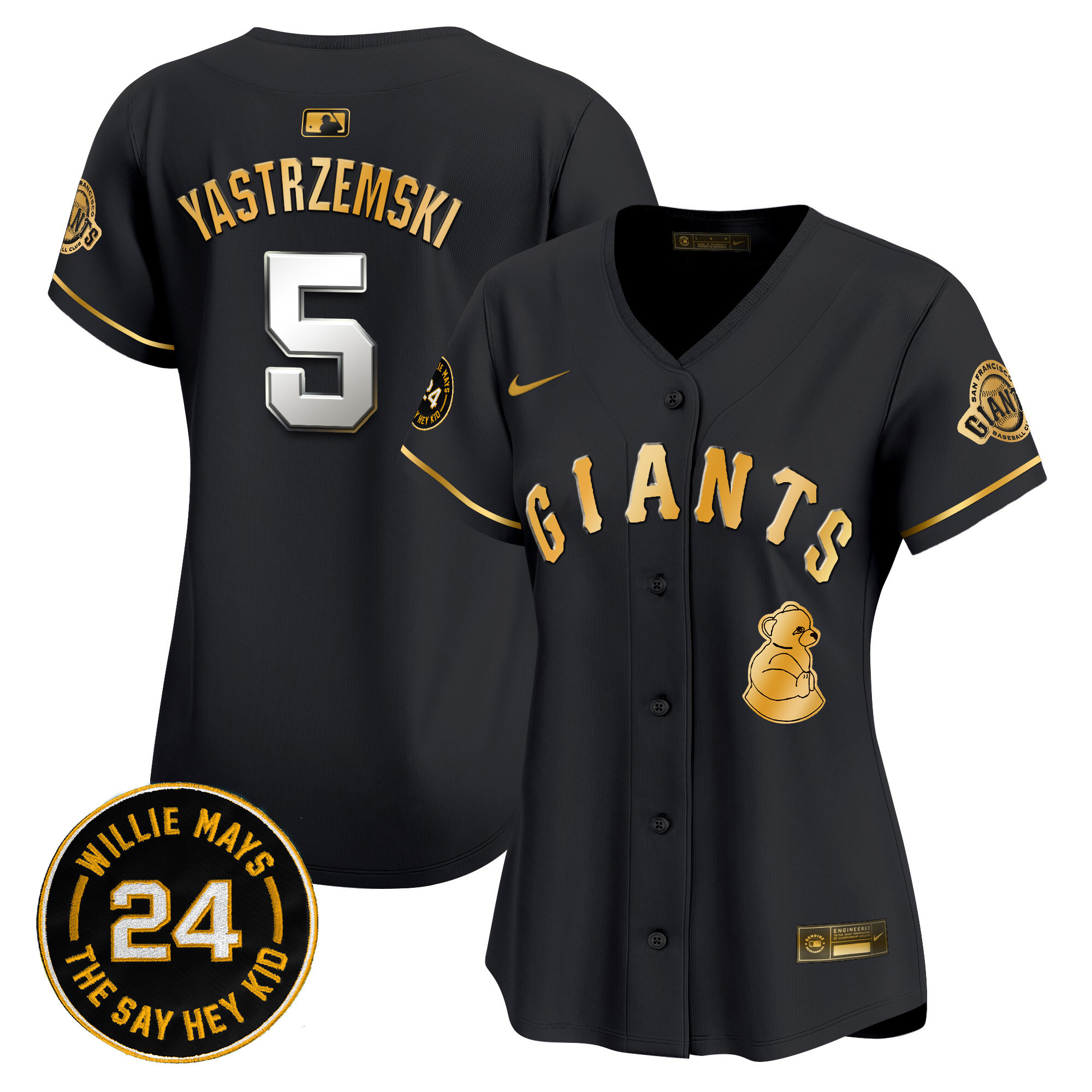 Women's San Francisco Giants 2024 Willie Mays Patch Vapor Premier Limited Jersey V4 - All Stitched
