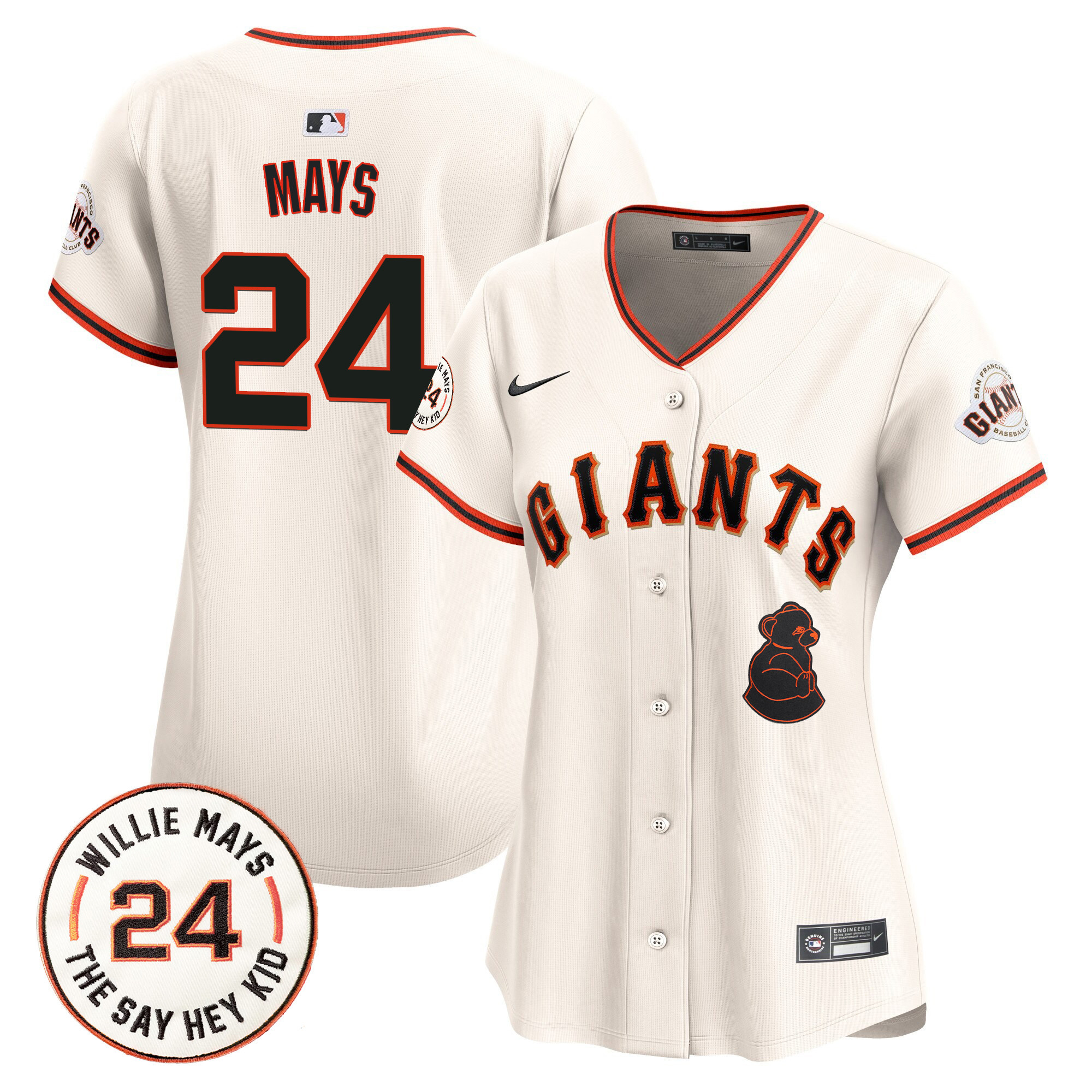 Women's San Francisco Giants 2024 Willie Mays Patch Vapor Premier Limited Jersey V4 - All Stitched