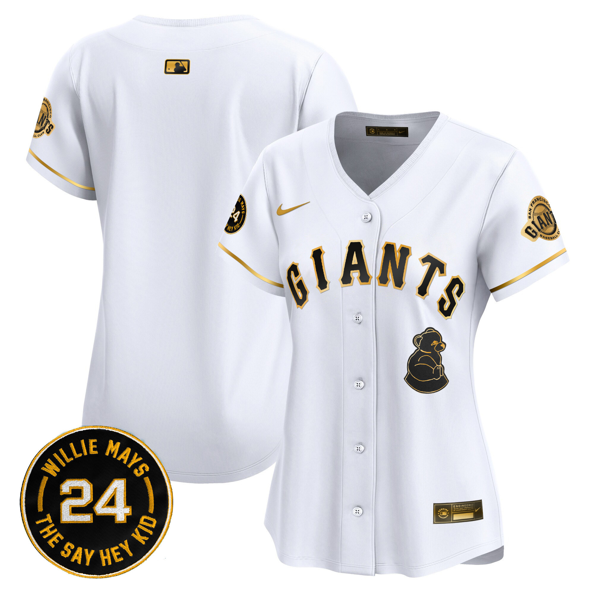 Women's San Francisco Giants 2024 Willie Mays Patch Vapor Premier Limited Jersey V4 - All Stitched