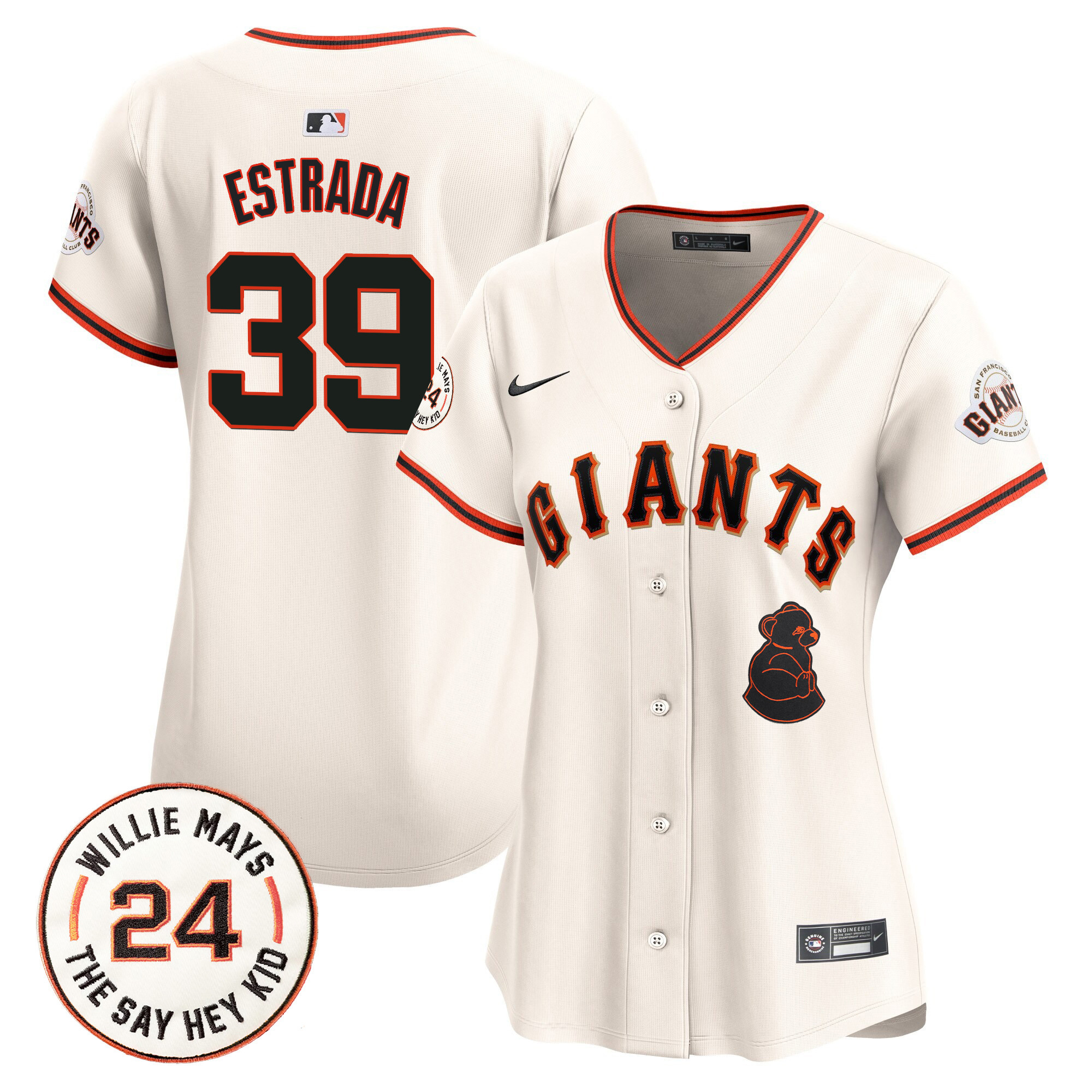 Women's San Francisco Giants 2024 Willie Mays Patch Vapor Premier Limited Jersey V4 - All Stitched