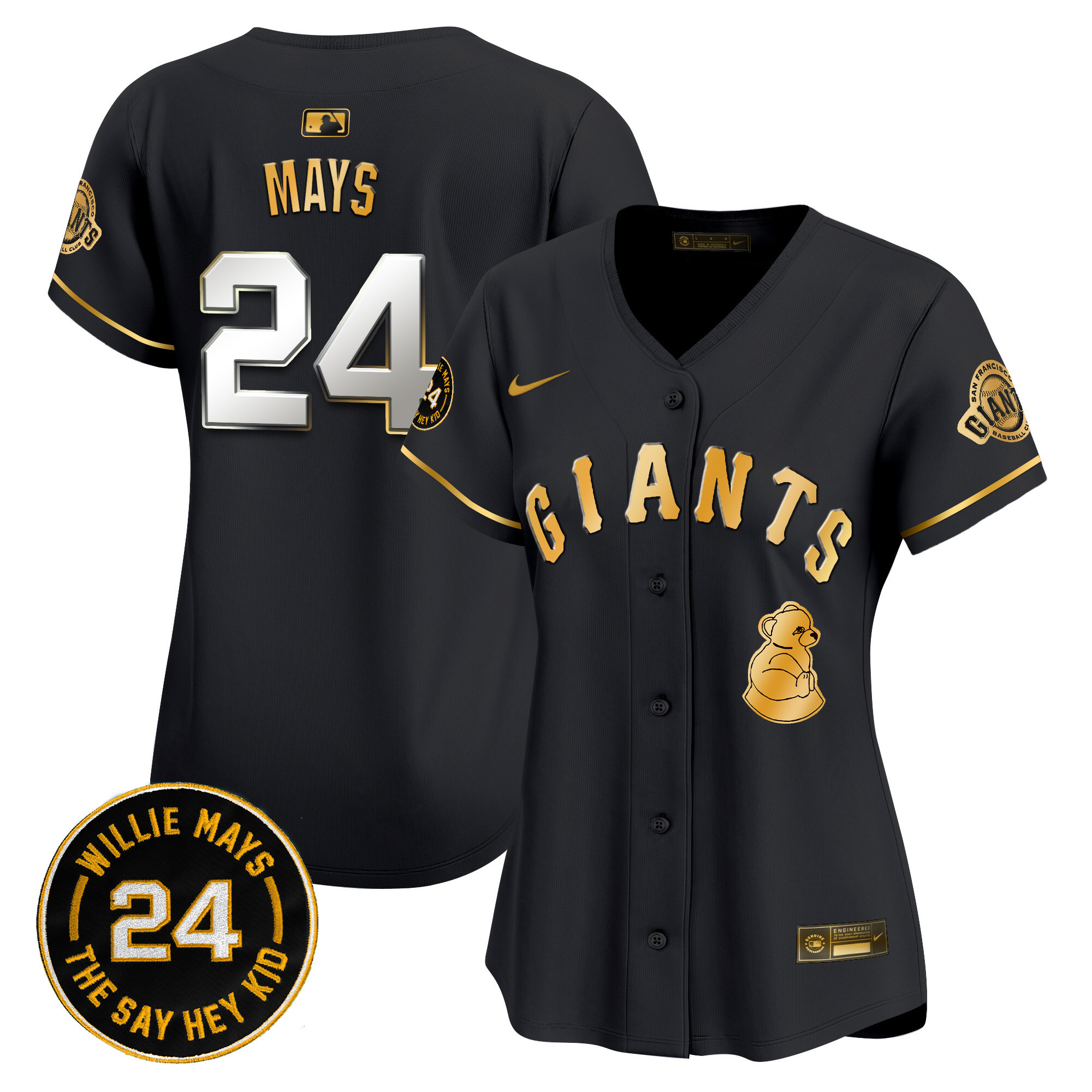 Women's San Francisco Giants 2024 Willie Mays Patch Vapor Premier Limited Jersey V4 - All Stitched