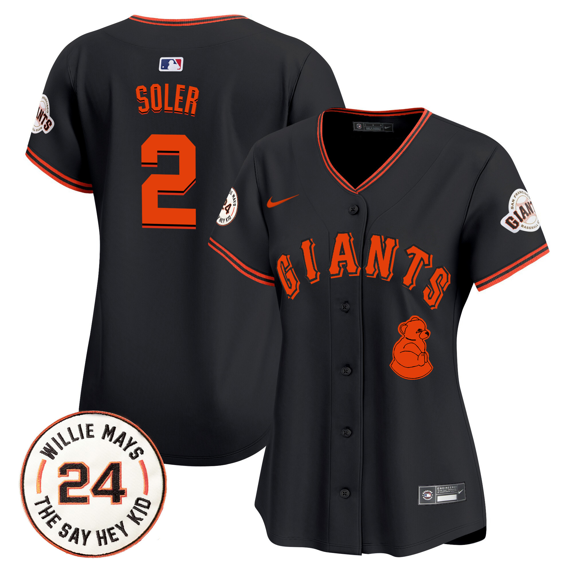 Women's San Francisco Giants 2024 Willie Mays Patch Vapor Premier Limited Jersey V4 - All Stitched