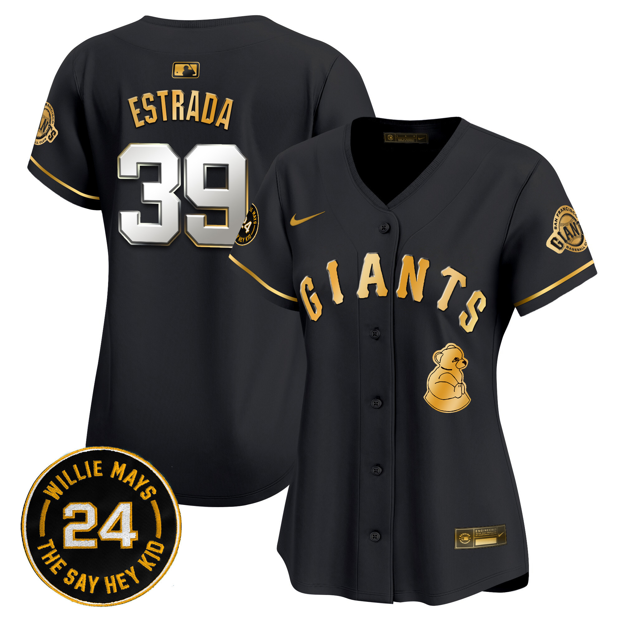 Women's San Francisco Giants 2024 Willie Mays Patch Vapor Premier Limited Jersey V4 - All Stitched