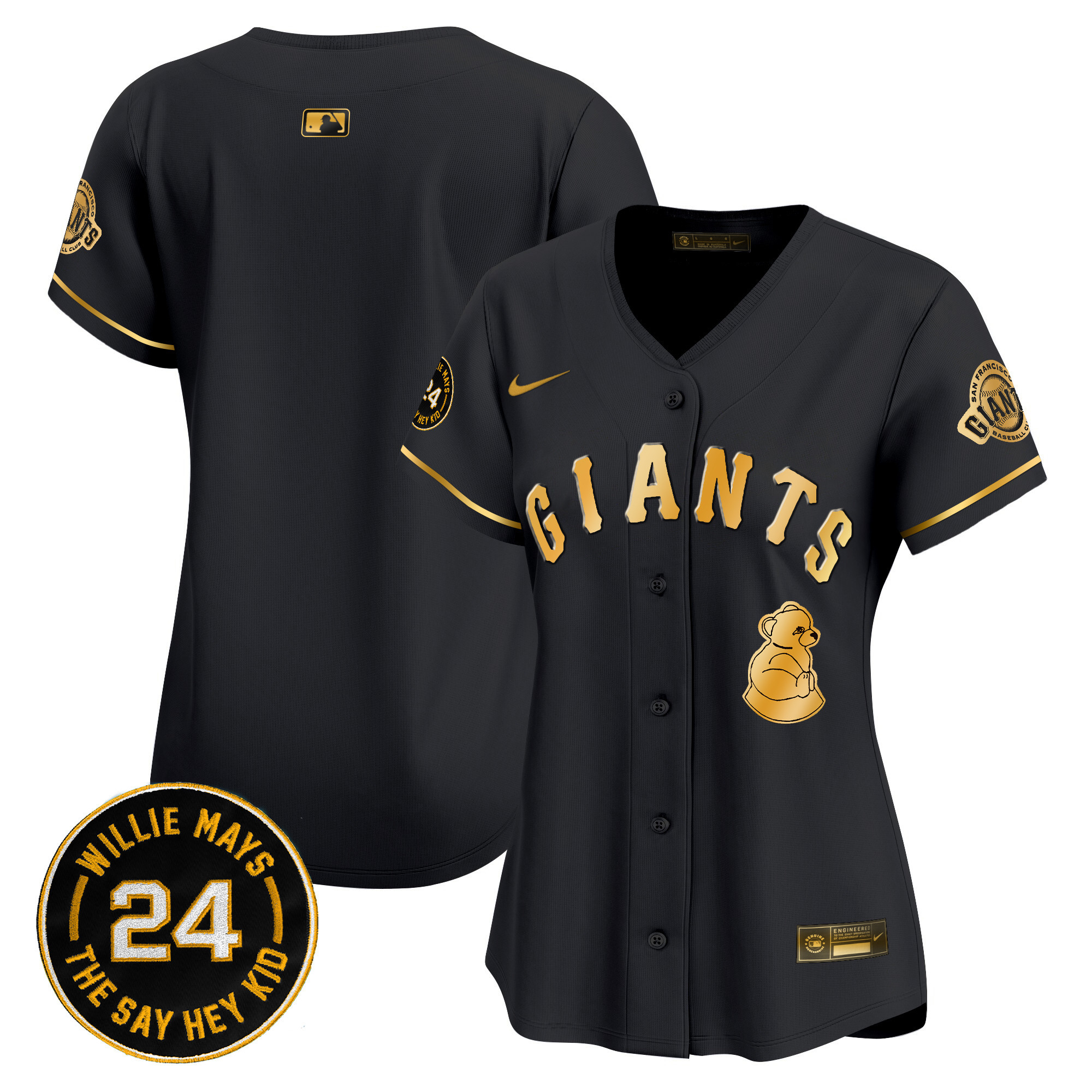 Women's San Francisco Giants 2024 Willie Mays Patch Vapor Premier Limited Jersey V4 - All Stitched