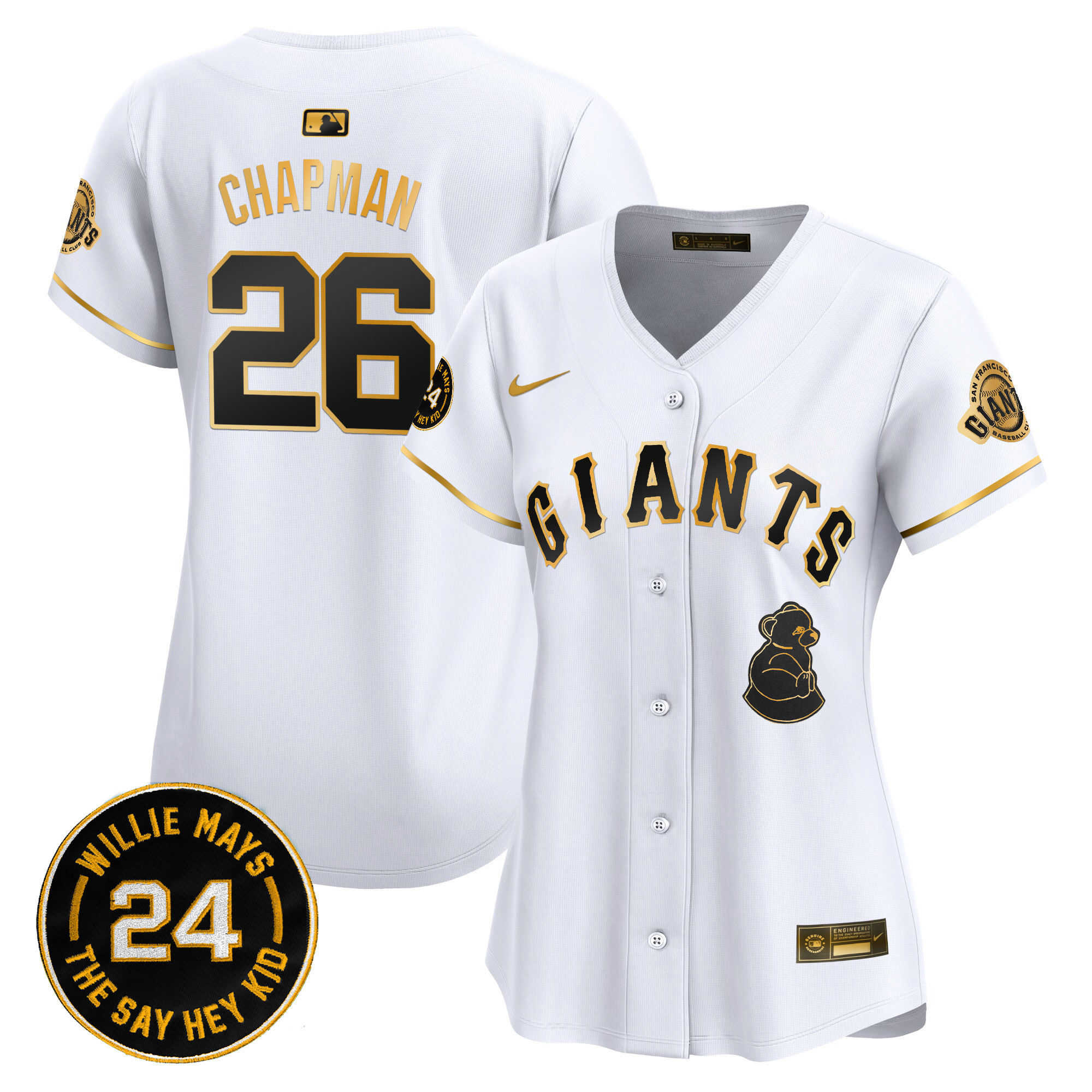 Women's San Francisco Giants 2024 Willie Mays Patch Vapor Premier Limited Jersey V4 - All Stitched