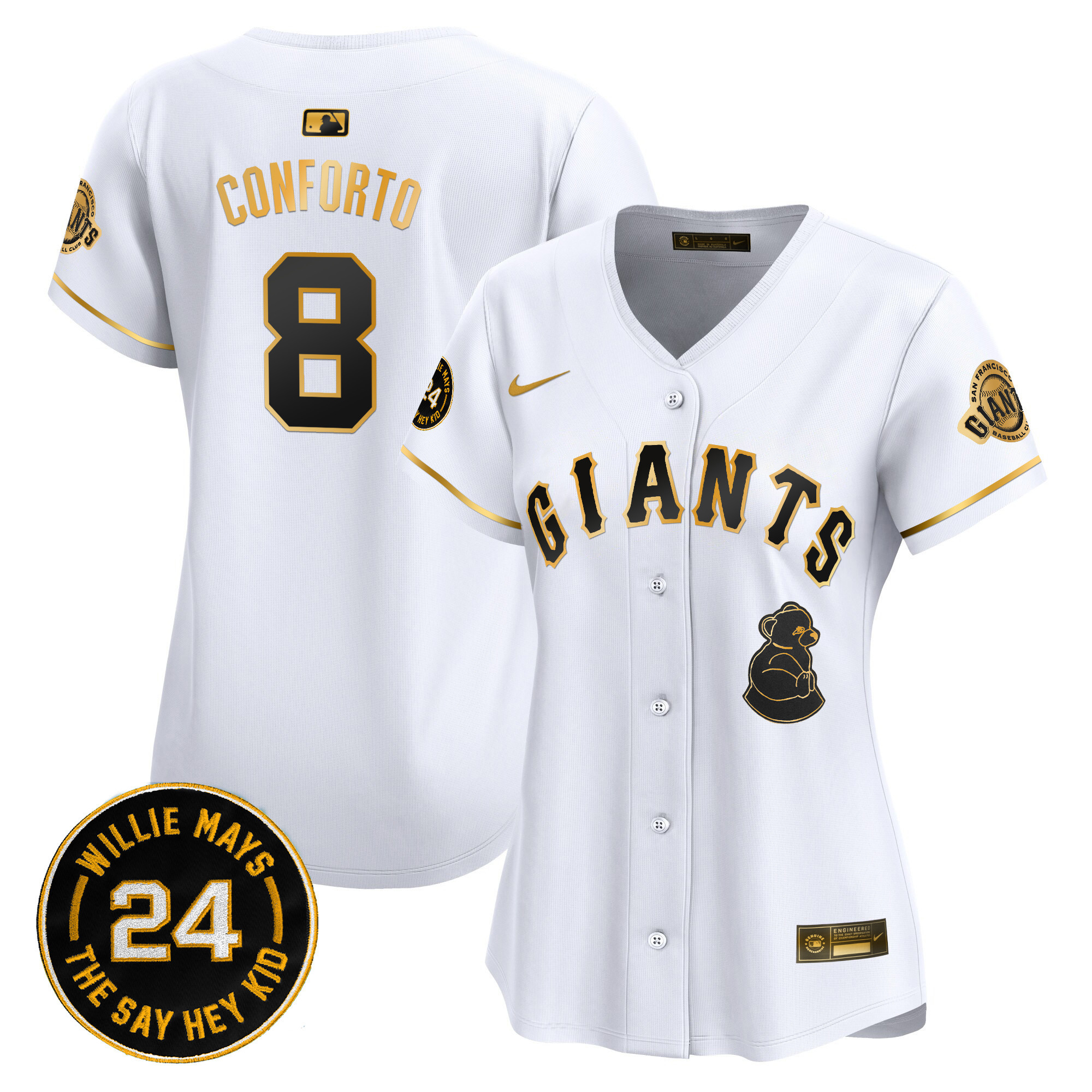 Women's San Francisco Giants 2024 Willie Mays Patch Vapor Premier Limited Jersey V4 - All Stitched