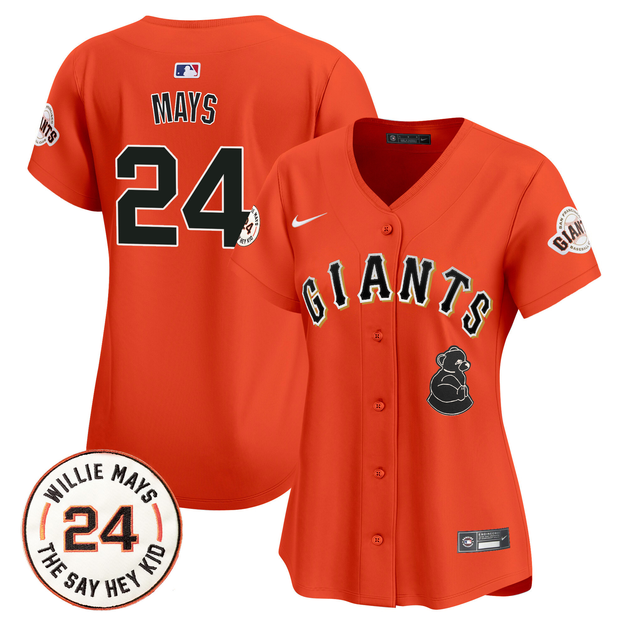 Women's San Francisco Giants 2024 Willie Mays Patch Vapor Premier Limited Jersey V4 - All Stitched