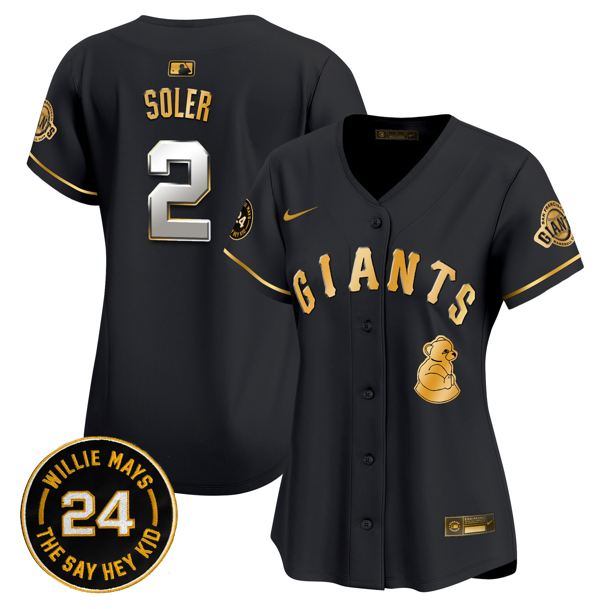 Women's San Francisco Giants 2024 Willie Mays Patch Vapor Premier Limited Jersey V4 - All Stitched