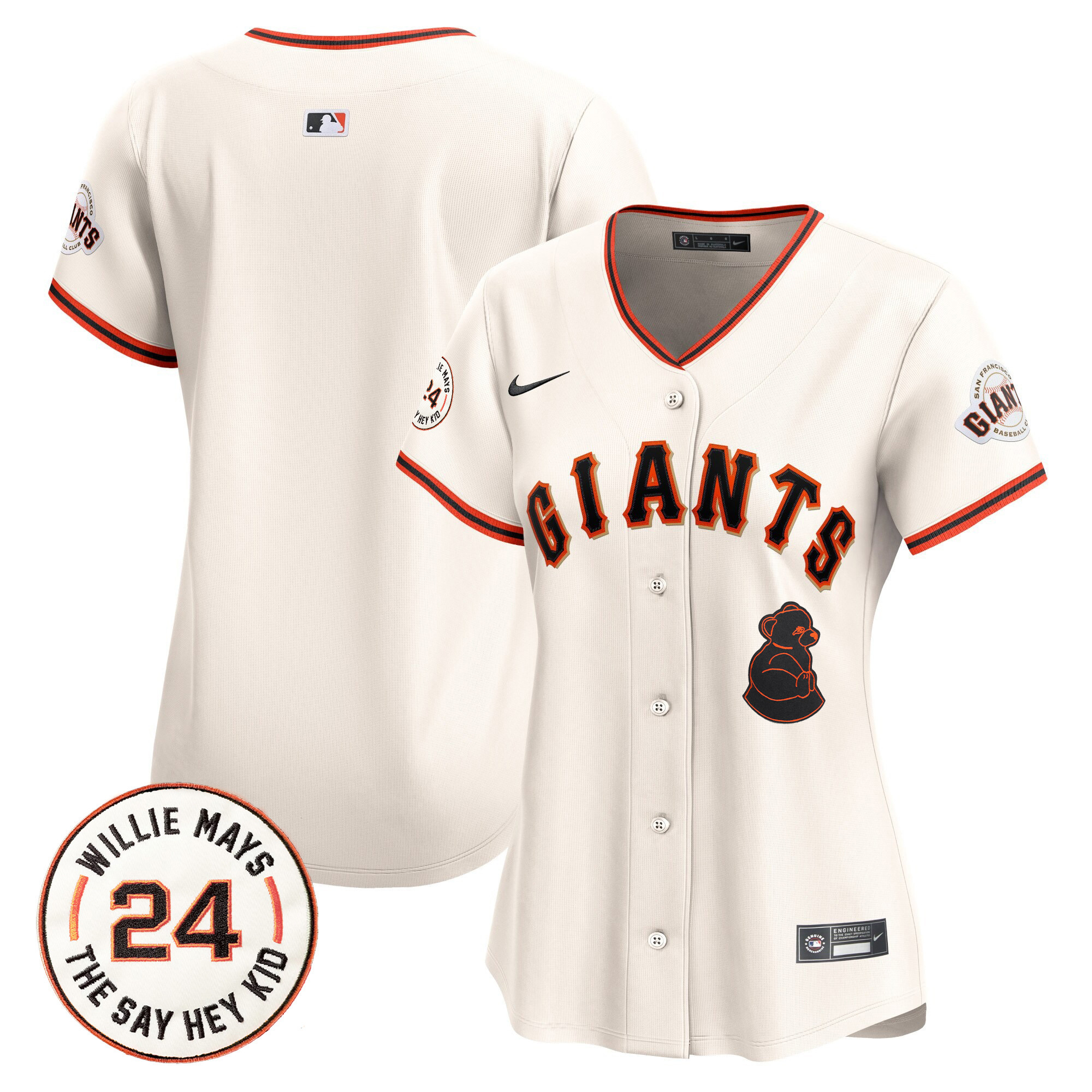Women's San Francisco Giants 2024 Willie Mays Patch Vapor Premier Limited Jersey V4 - All Stitched