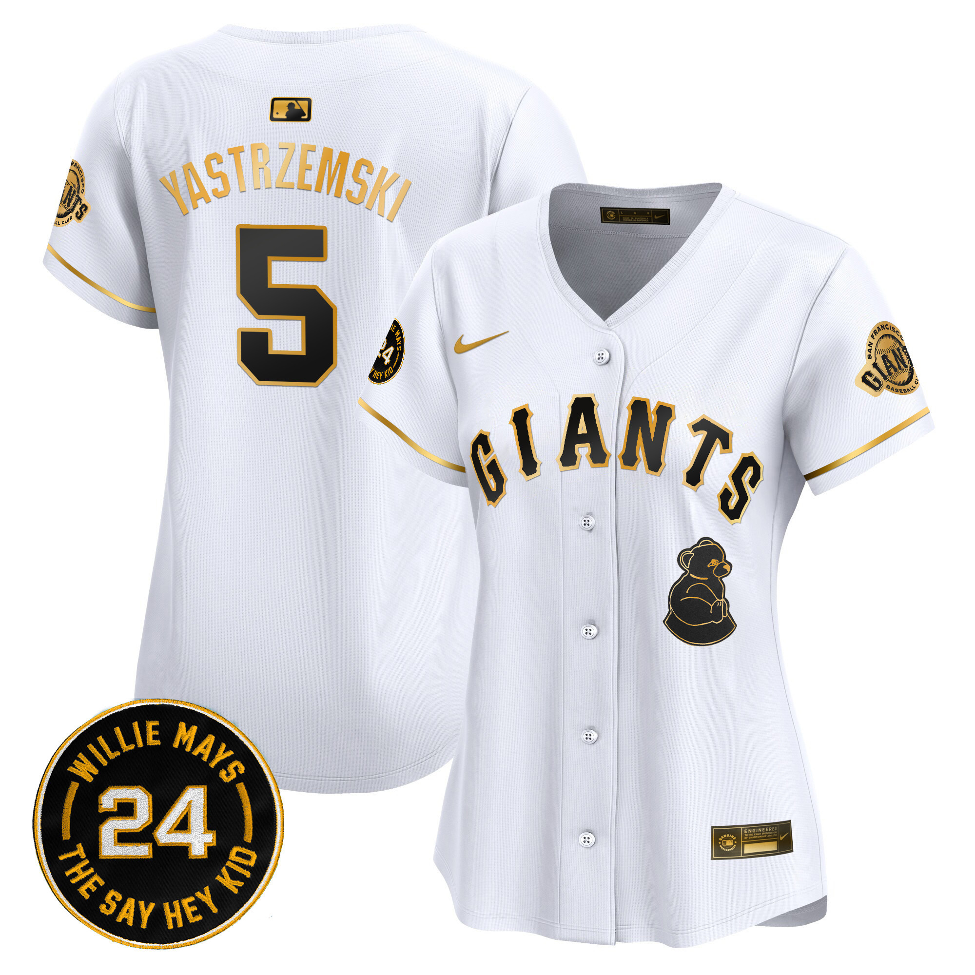 Women's San Francisco Giants 2024 Willie Mays Patch Vapor Premier Limited Jersey V4 - All Stitched