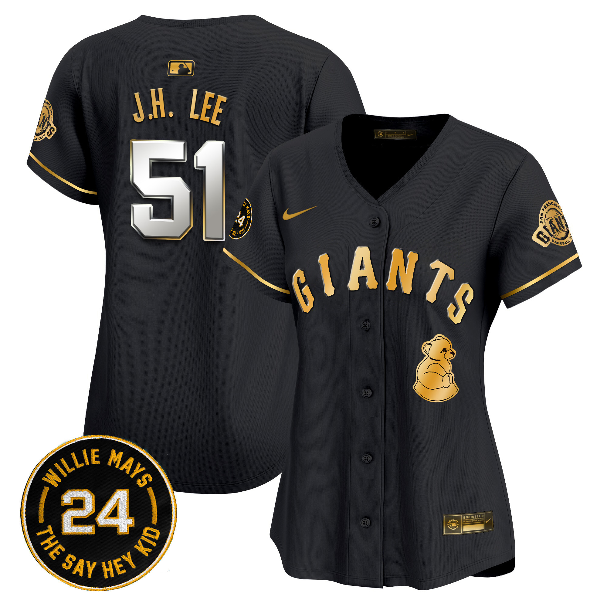 Women's San Francisco Giants 2024 Willie Mays Patch Vapor Premier Limited Jersey V4 - All Stitched