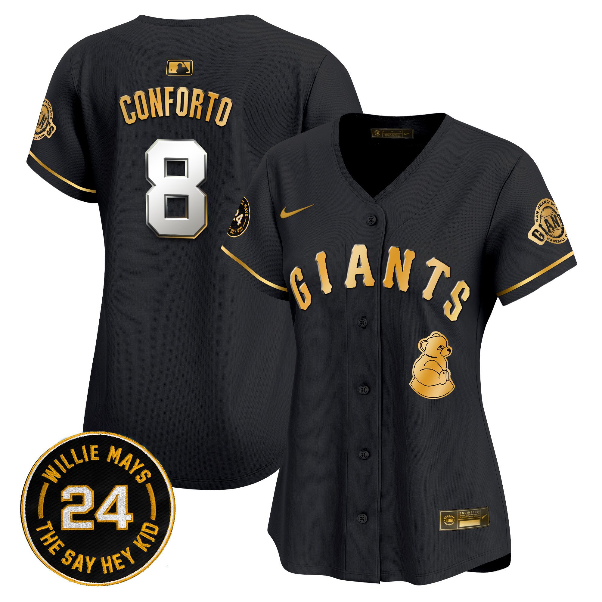 Women's San Francisco Giants 2024 Willie Mays Patch Vapor Premier Limited Jersey V4 - All Stitched