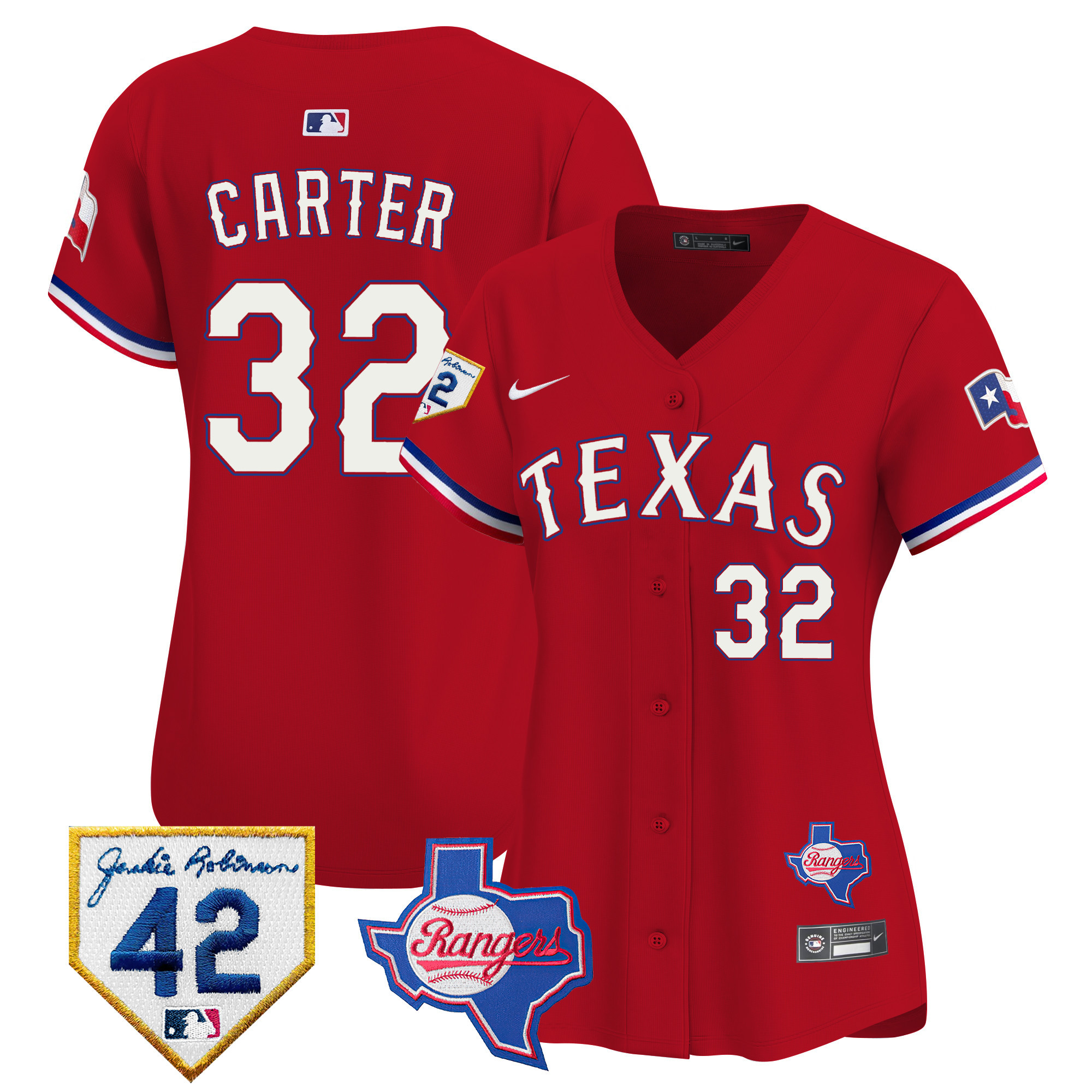 Women's Texas Rangers 2024 Jackie Robinson Patch Vapor Premier Limited Jersey - All Stitched