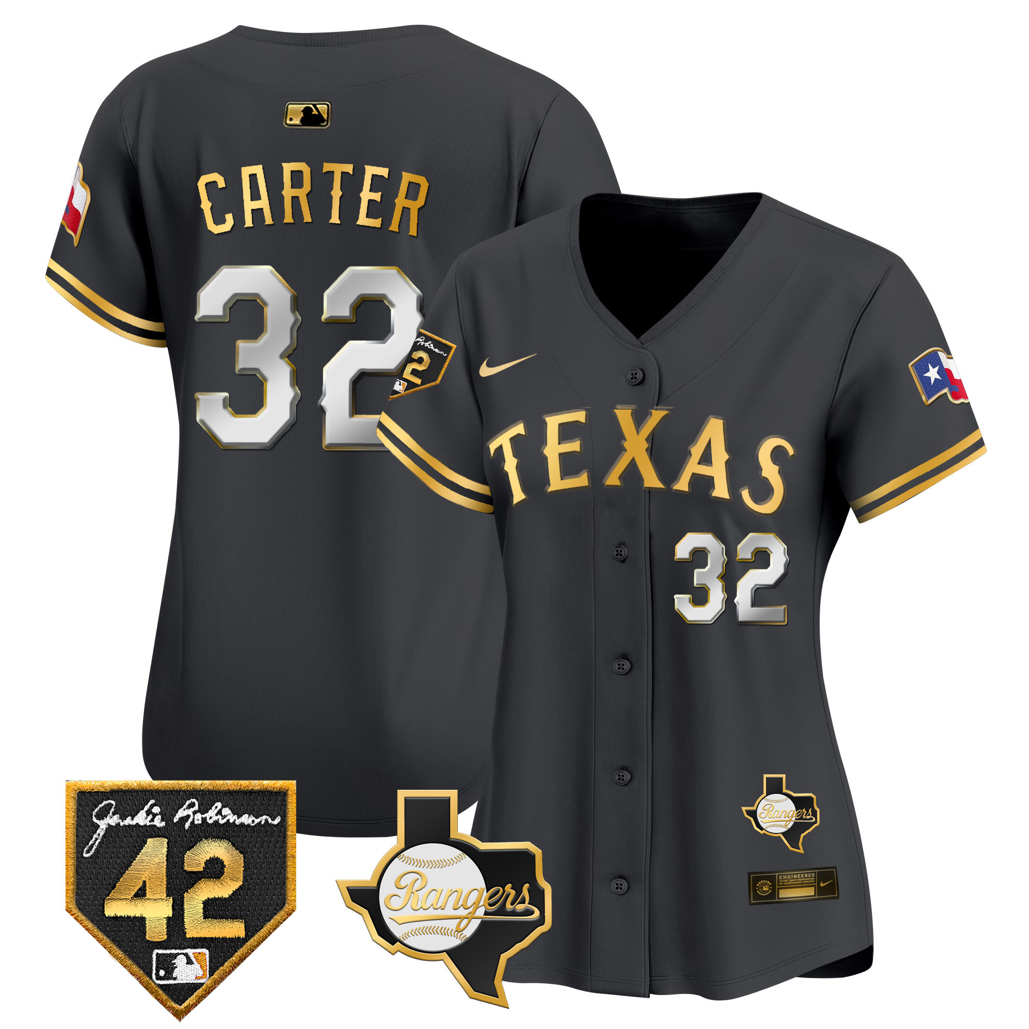 Women's Texas Rangers 2024 Jackie Robinson Patch Vapor Premier Limited Jersey - All Stitched