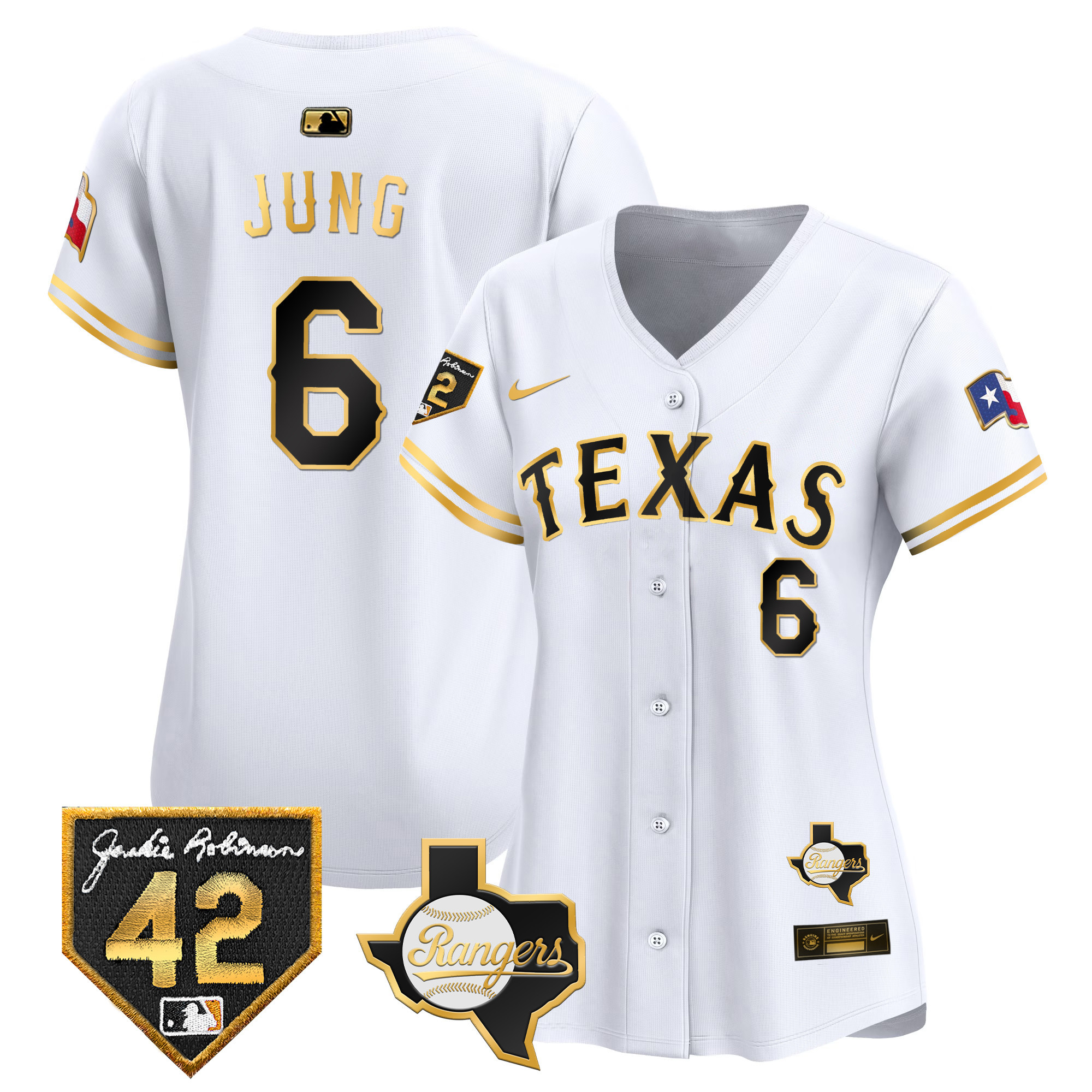 Women's Texas Rangers 2024 Jackie Robinson Patch Vapor Premier Limited Jersey - All Stitched
