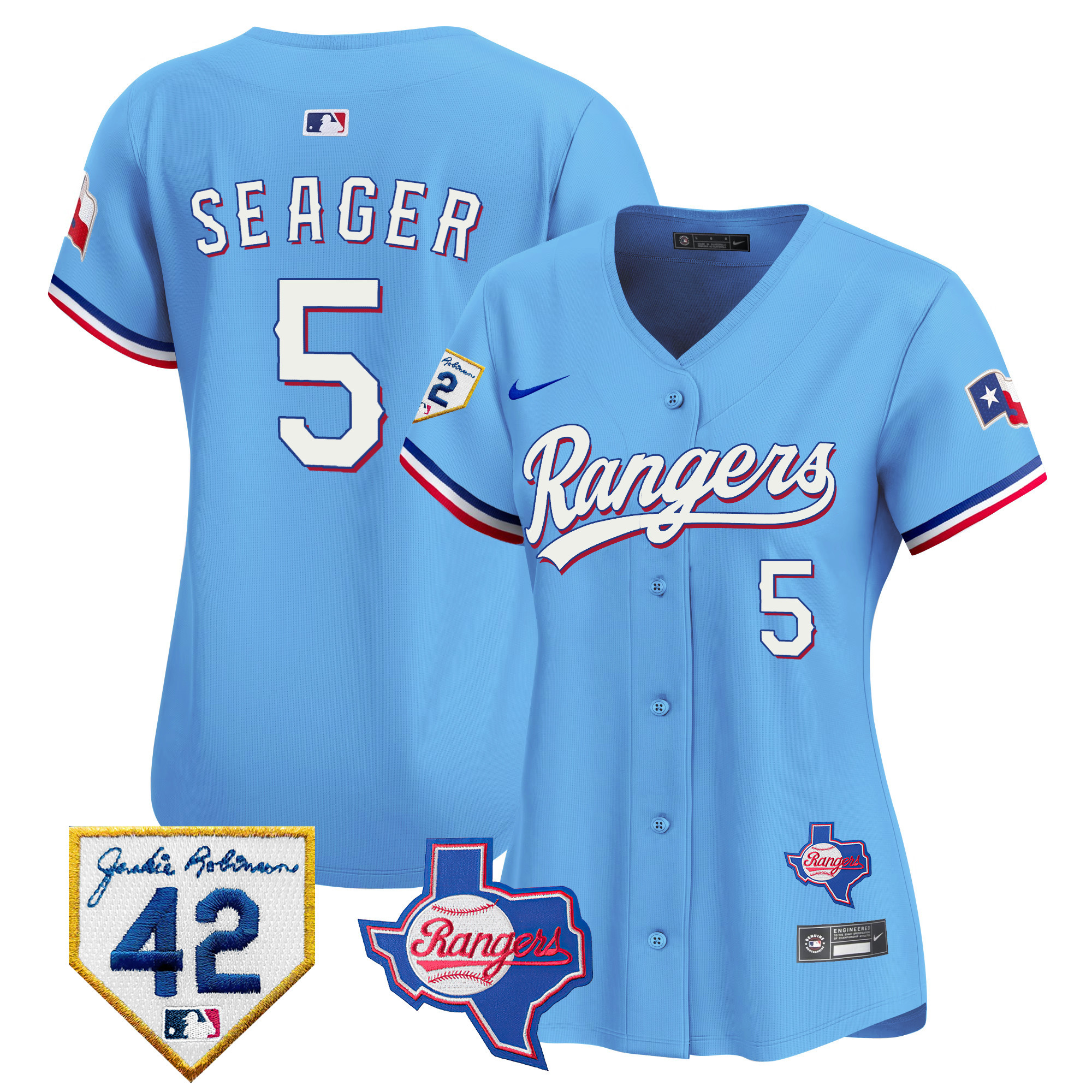Women's Texas Rangers 2024 Jackie Robinson Patch Vapor Premier Limited Jersey - All Stitched